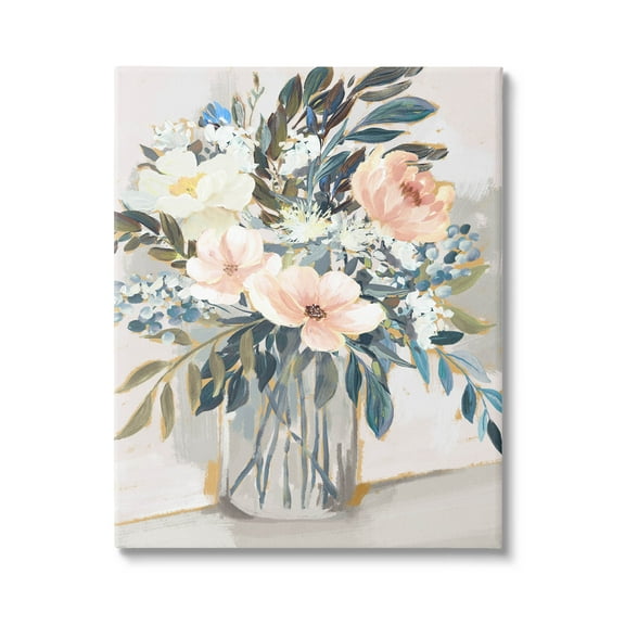 Stupell Industries Pink Overflowing Floral Bouquet Painting Gallery Wrapped Canvas Print Wall Art, Design by Nina Blue