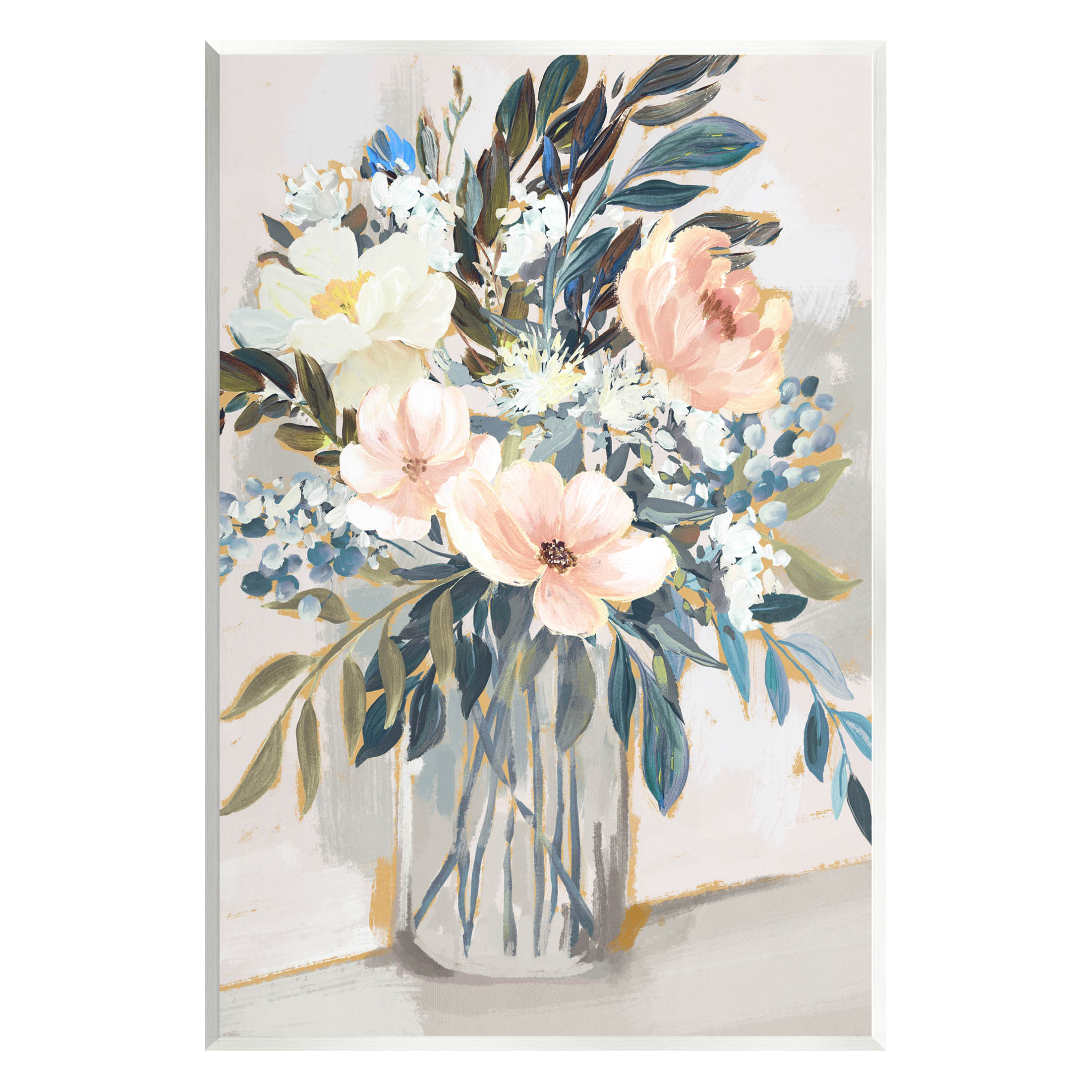 Stupell Industries Pink Overflowing Floral Bouquet Painting Unframed Art Print Wall Art, Design by Nina Blue