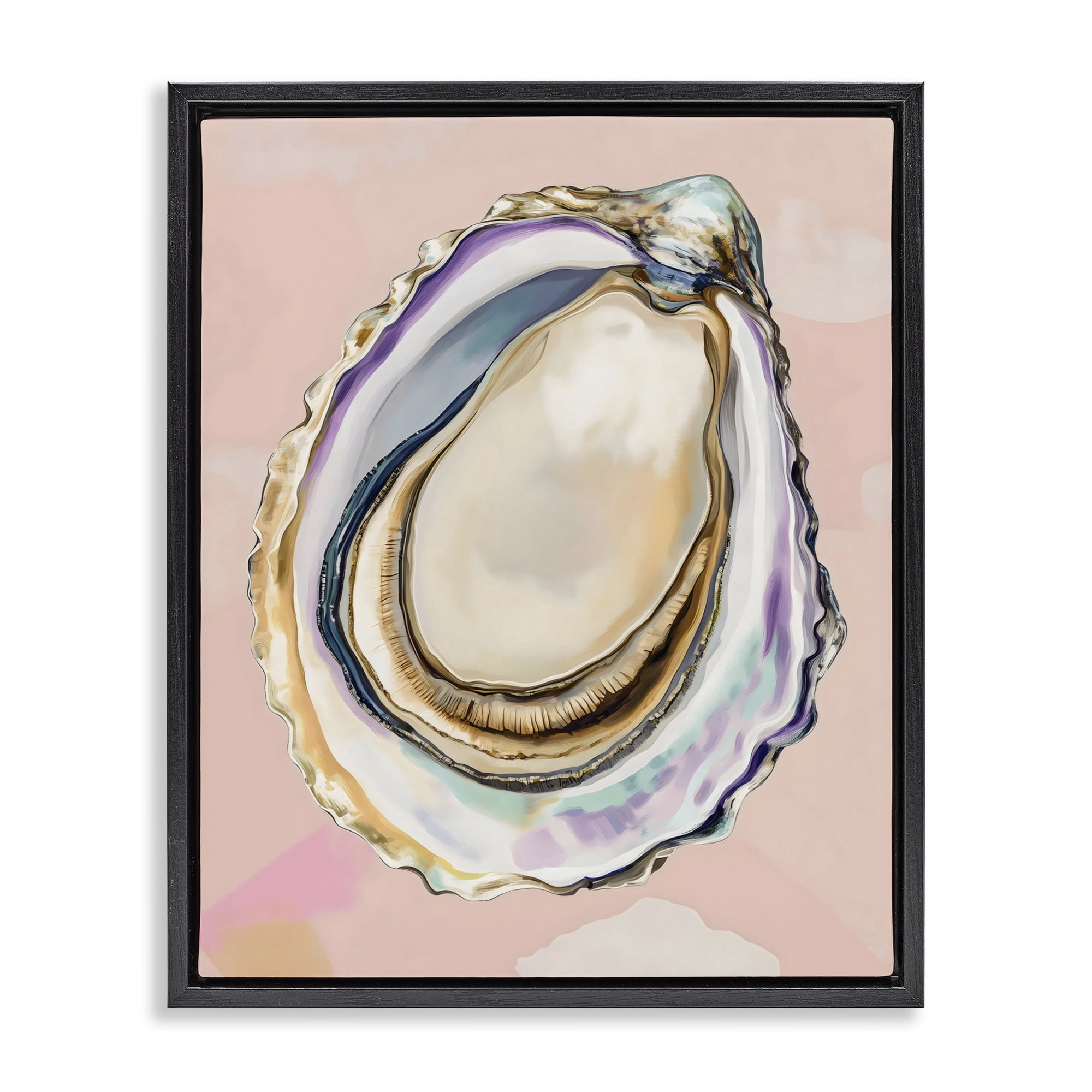 Stupell Industries Pink Oyster Shell Elegance Black Framed Floater Canvas Wall Art, design by The Prints Vibe