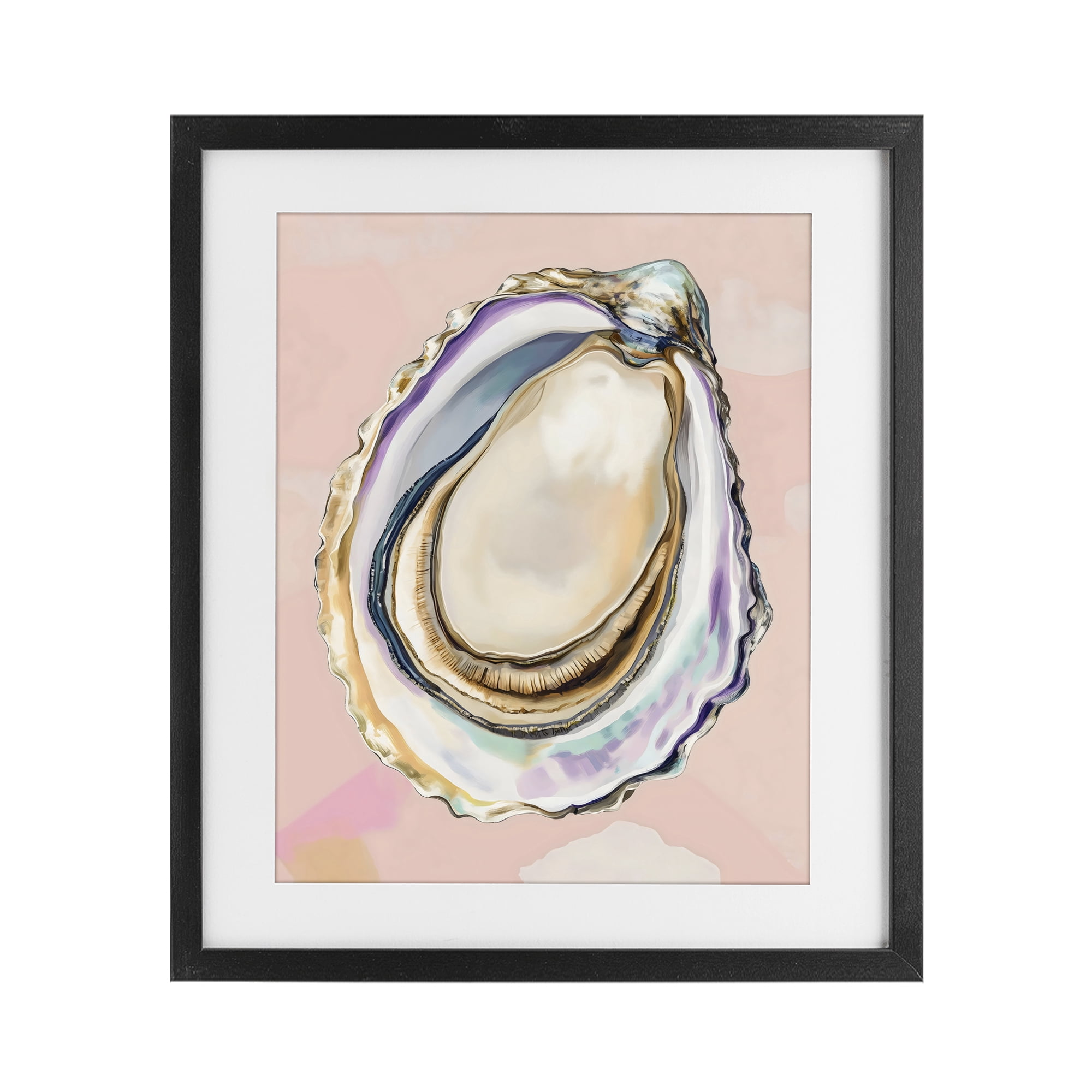 Stupell Industries Pink Oyster Shell Elegance Black Framed Print Under Glass, design by The Prints Vibe