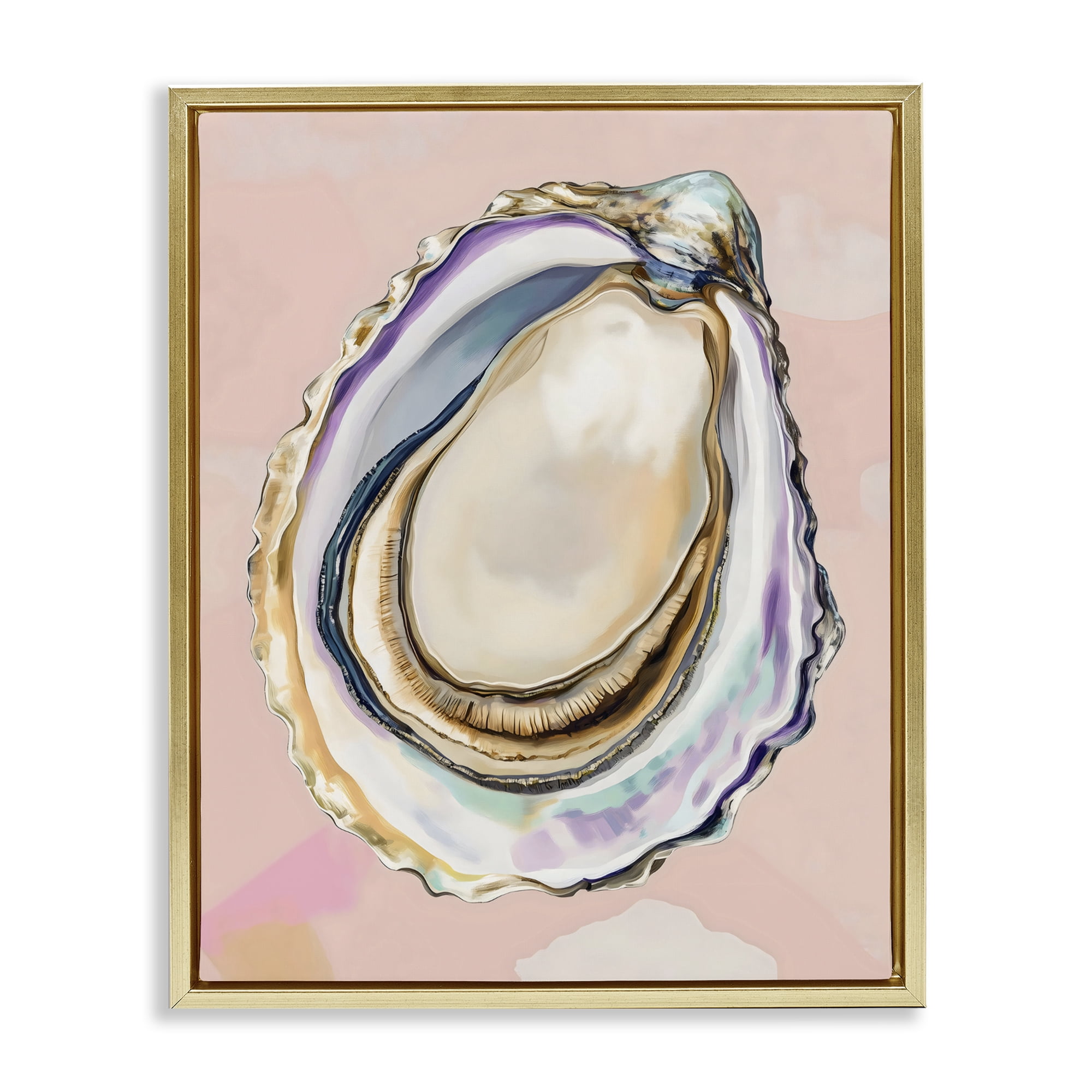 Stupell Industries Pink Oyster Shell Elegance Gold Framed Floater Canvas Wall Art, design by The Prints Vibe