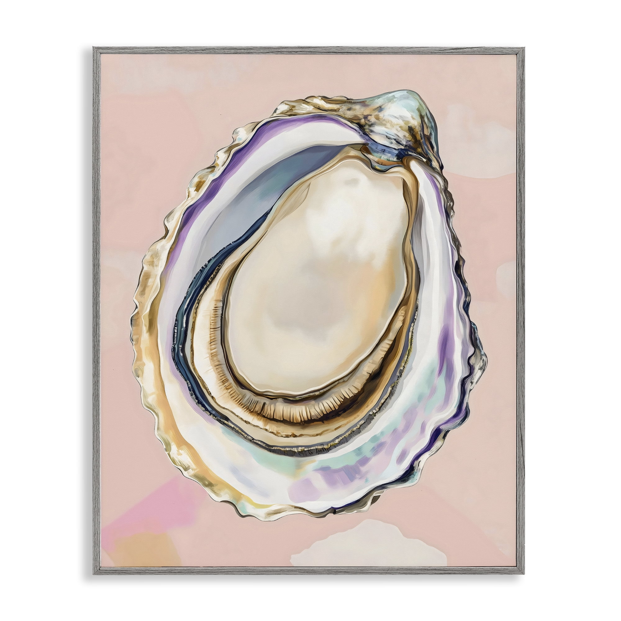 Stupell Industries Pink Oyster Shell Elegance Gray Framed Giclee Art, design by The Prints Vibe