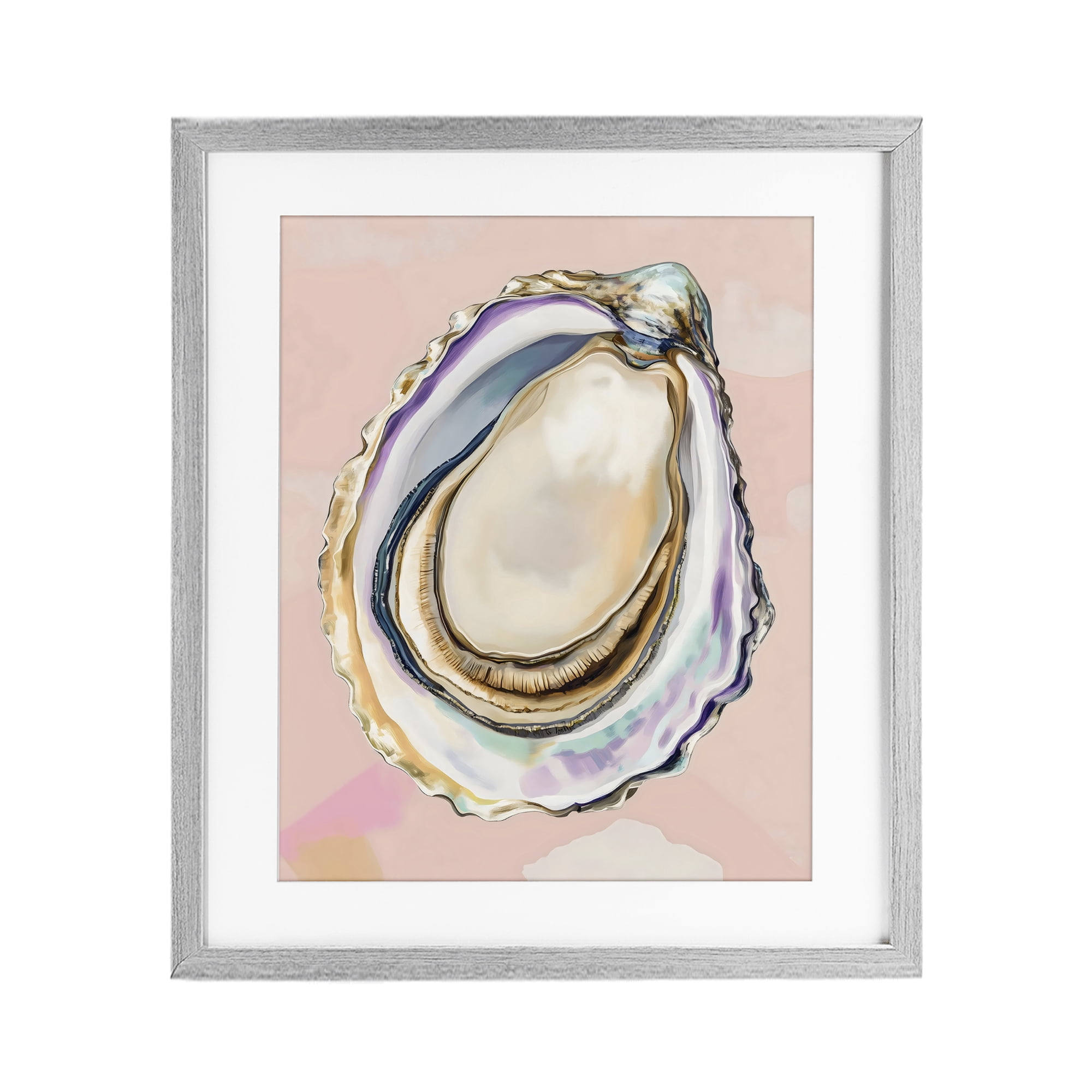 Stupell Industries Pink Oyster Shell Elegance Gray Framed Print Under Glass, design by The Prints Vibe
