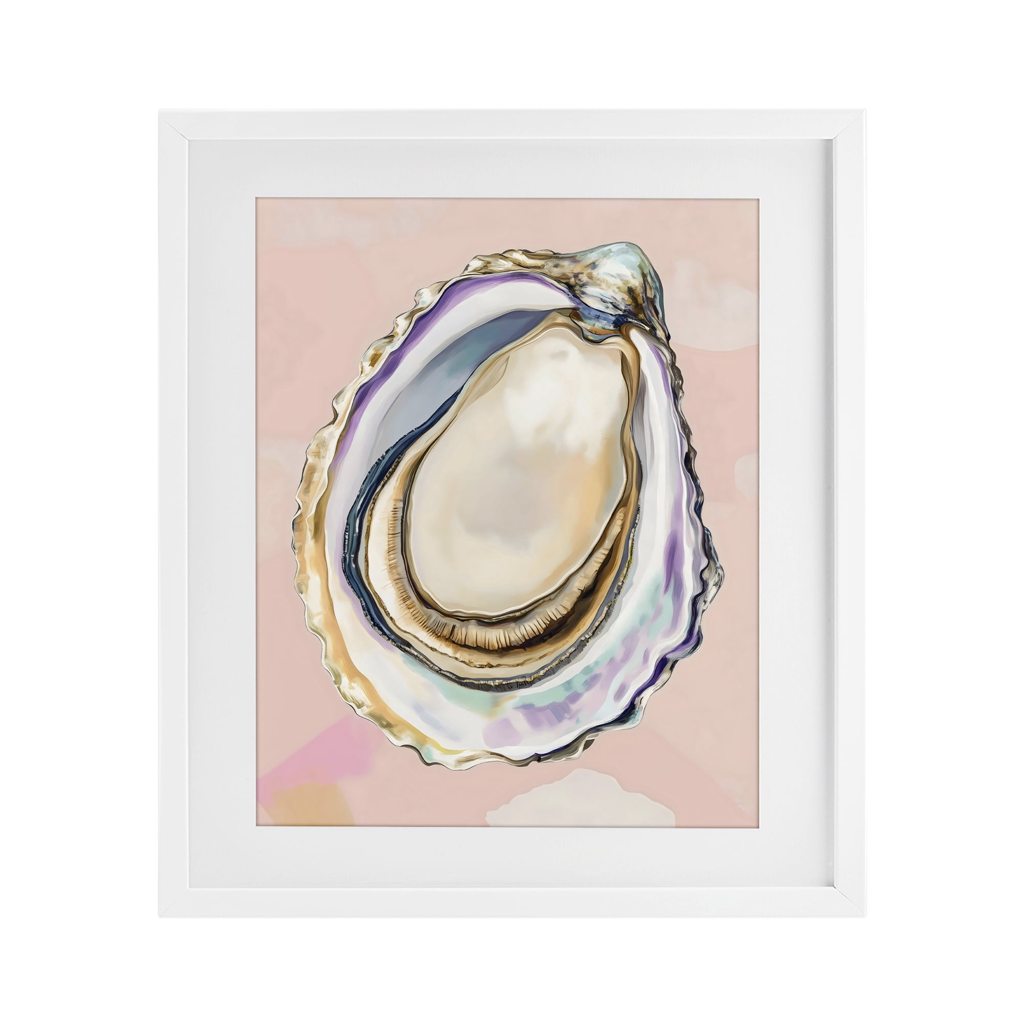 Stupell Industries Pink Oyster Shell Elegance White Framed Print Under Glass, design by The Prints Vibe