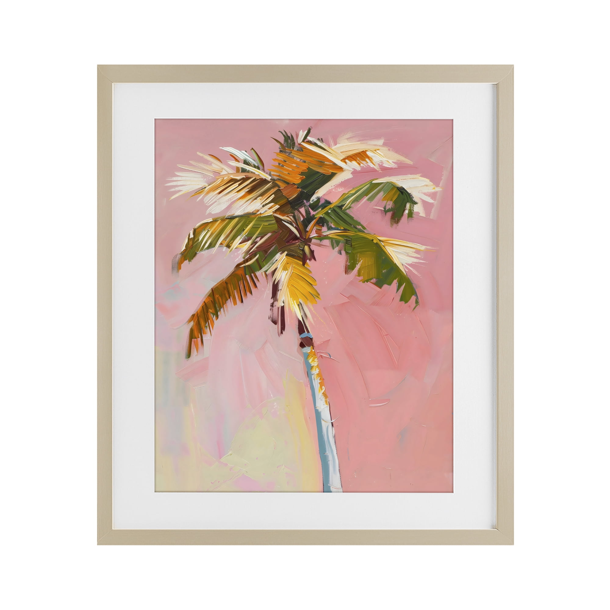 Stupell Industries Pink Palm Summer Oasis Birch Framed Print Under Glass, design by The Prints Vibe