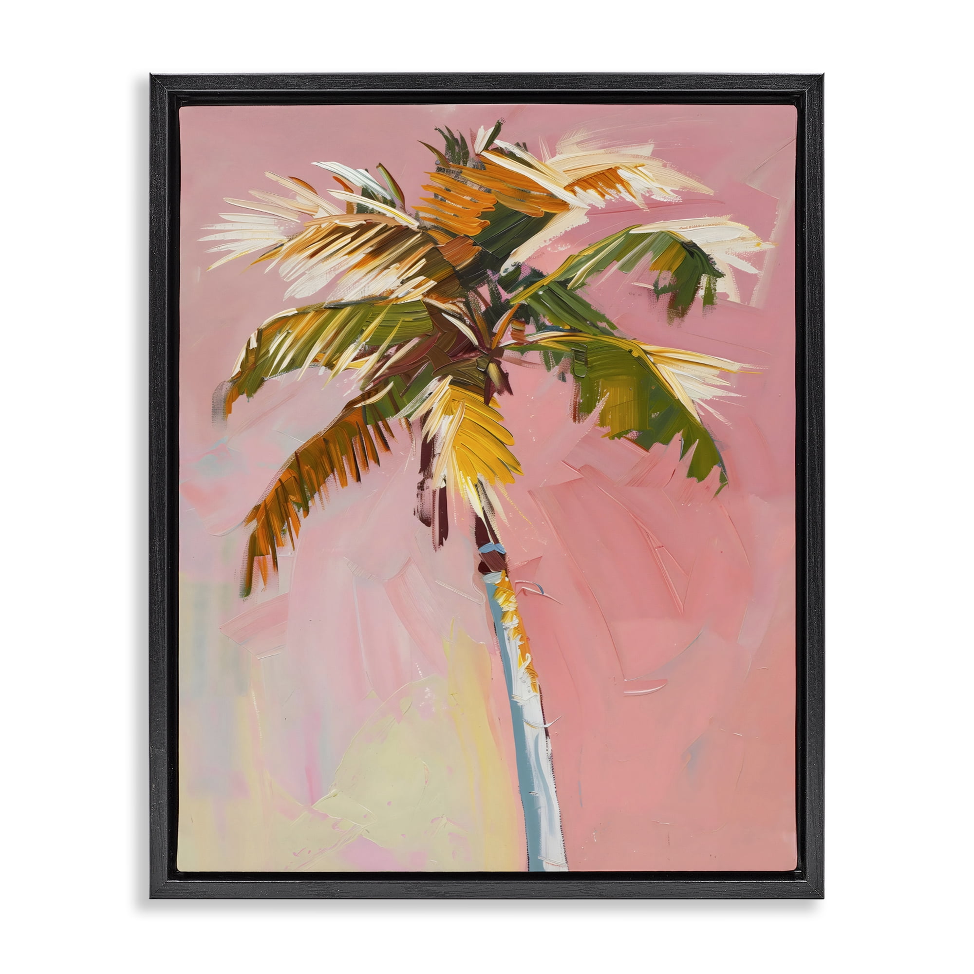 Stupell Industries Pink Palm Summer Oasis Black Framed Floater Canvas Wall Art, design by The Prints Vibe