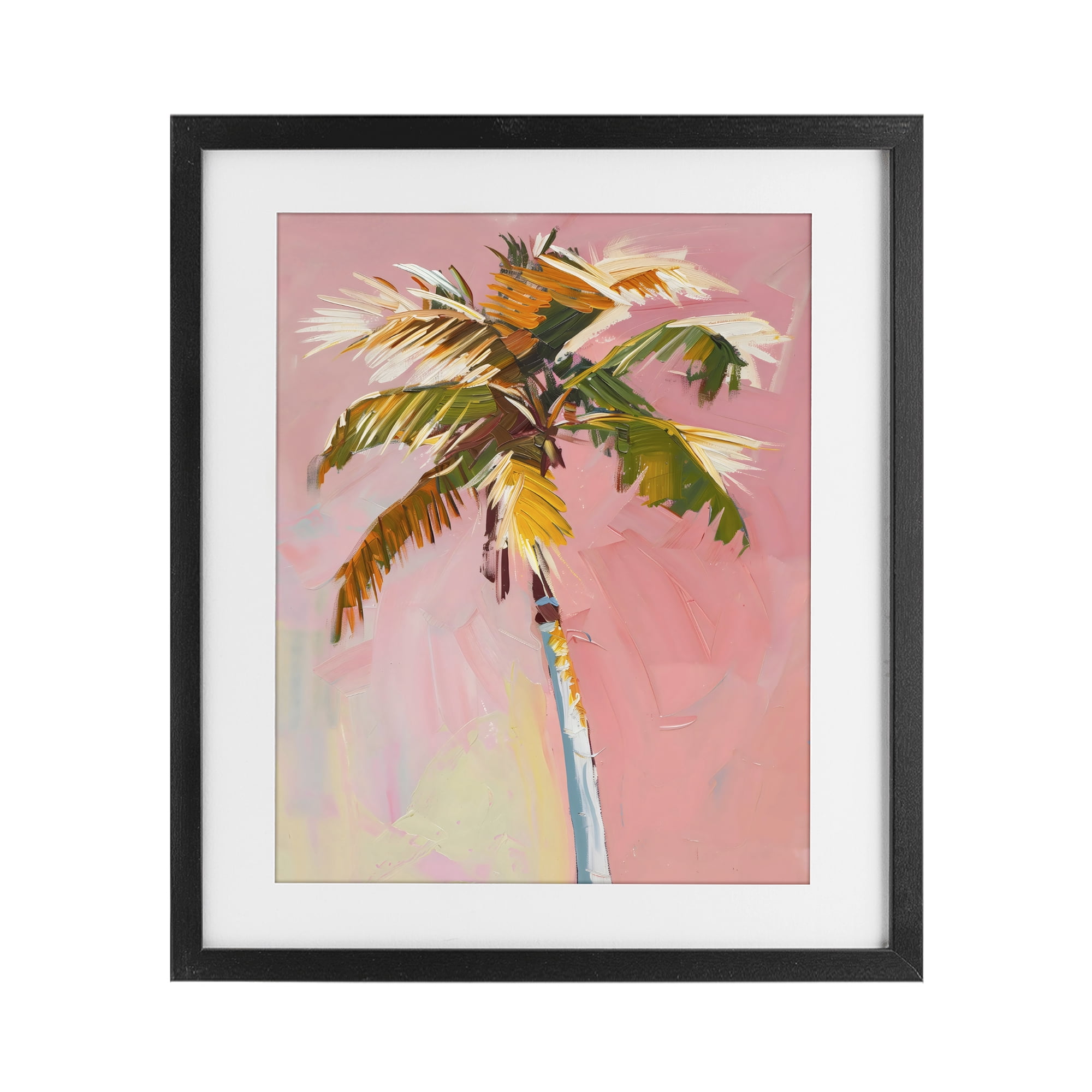 Stupell Industries Pink Palm Summer Oasis Black Framed Print Under Glass, design by The Prints Vibe