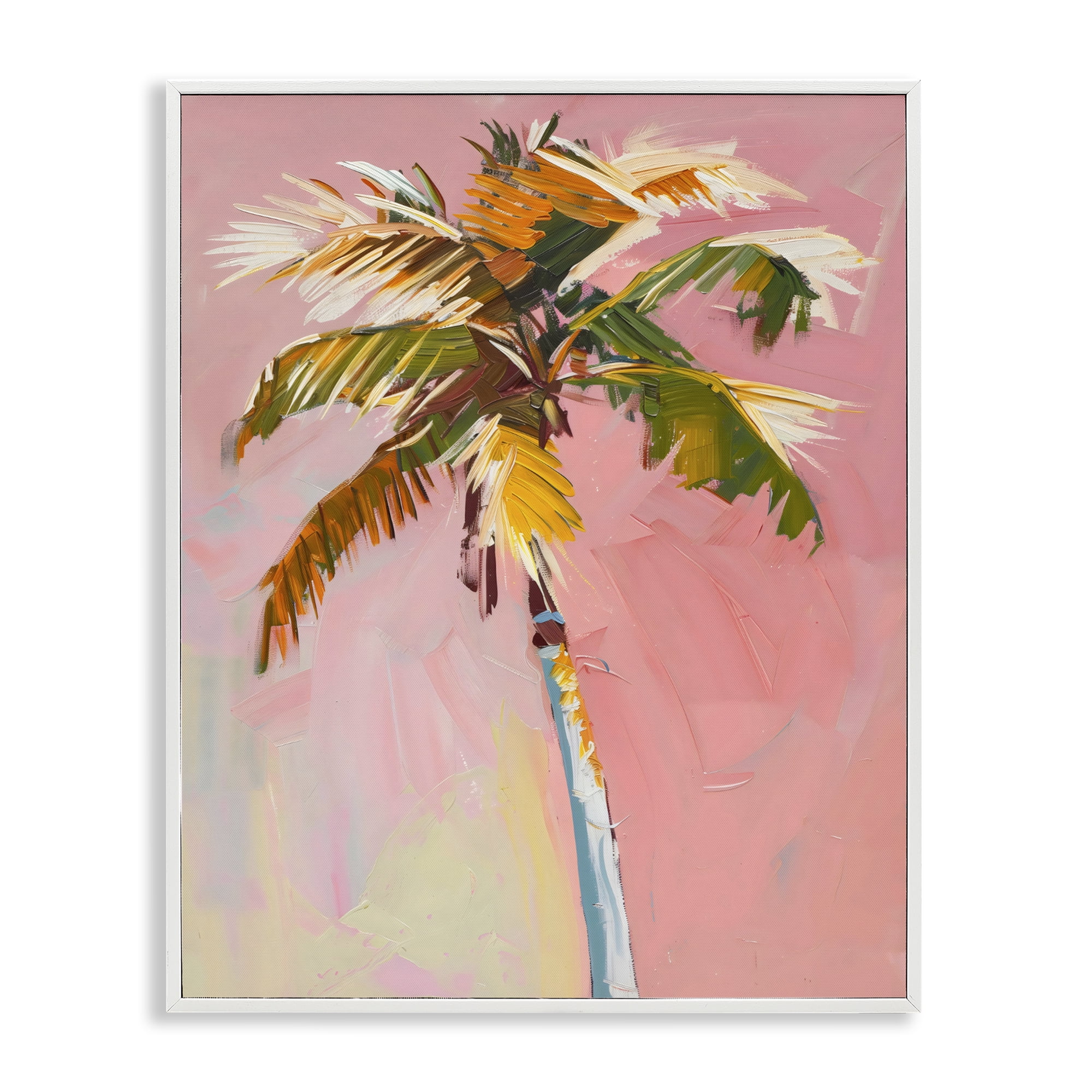 Stupell Industries Pink Palm Summer Oasis White Framed Giclee Art, design by The Prints Vibe