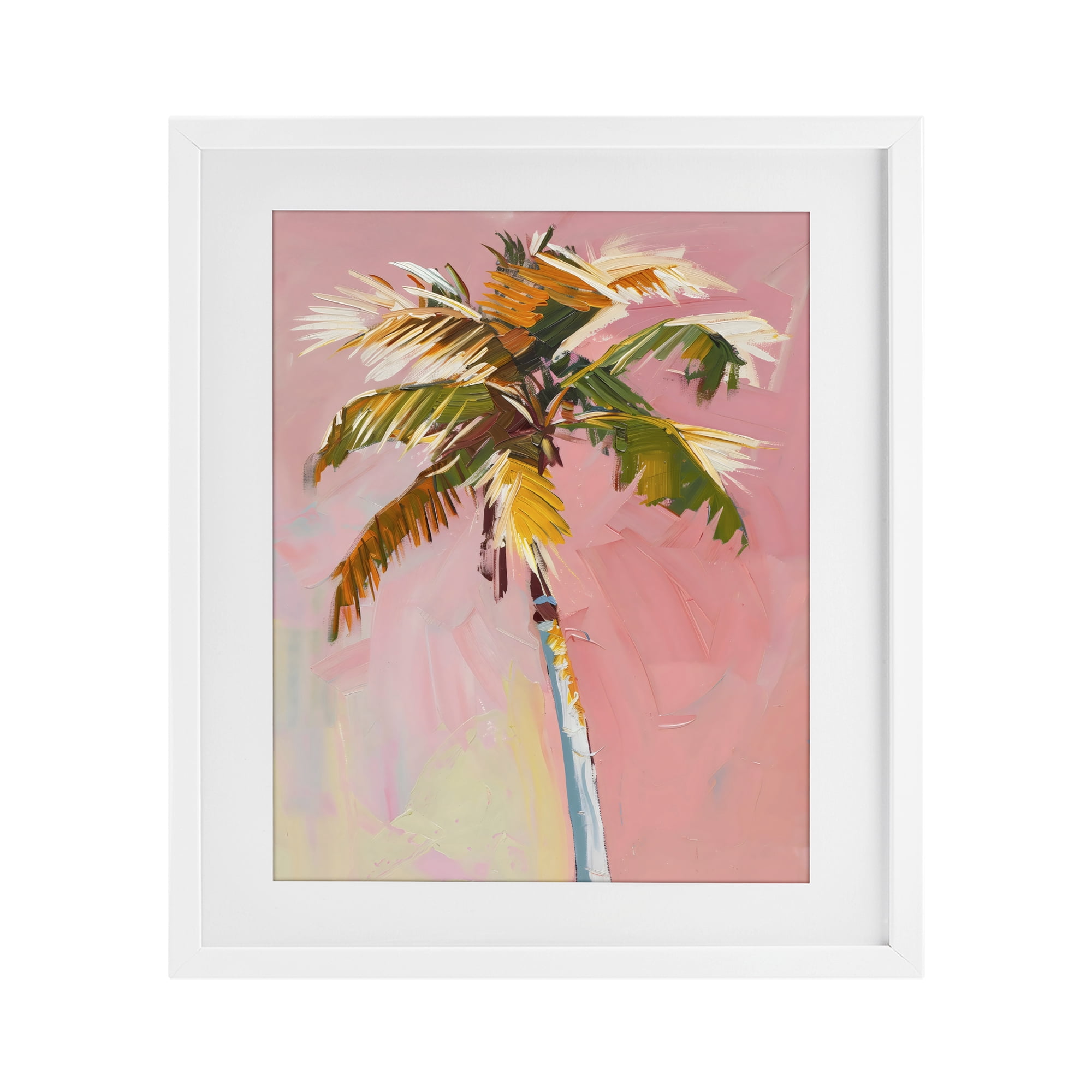 Stupell Industries Pink Palm Summer Oasis White Framed Print Under Glass, design by The Prints Vibe