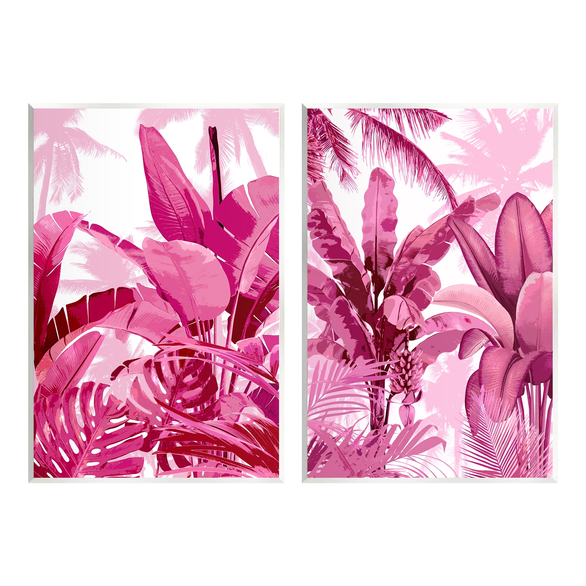 Stupell Industries Pink Palm Tree Leaves Botanical & Floral Painting Unframed Art Print Wall Art, 13 x 19