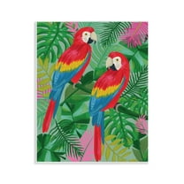 Stupell Industries Pink Paradise Parrots Animals Painting Unframed Art Print Wall Art, 11 x 14