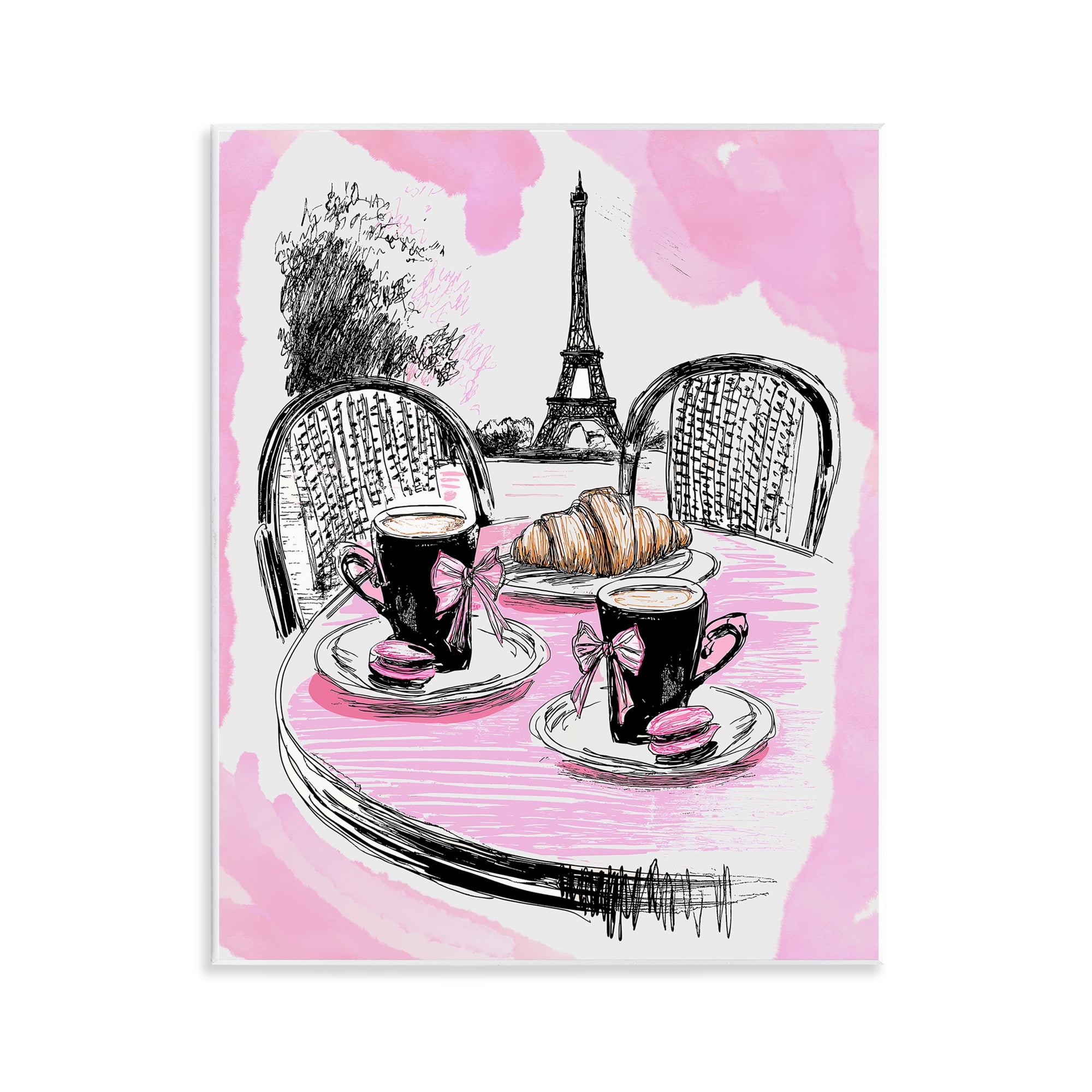 Stupell Industries Pink Parisian Cafe Breakfast Wall Plaque Art, design by Jess Stempel
