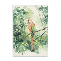 Stupell Industries Pink Parrot in Jungle Animals Painting Unframed Art Print Wall Art, 10 x 15