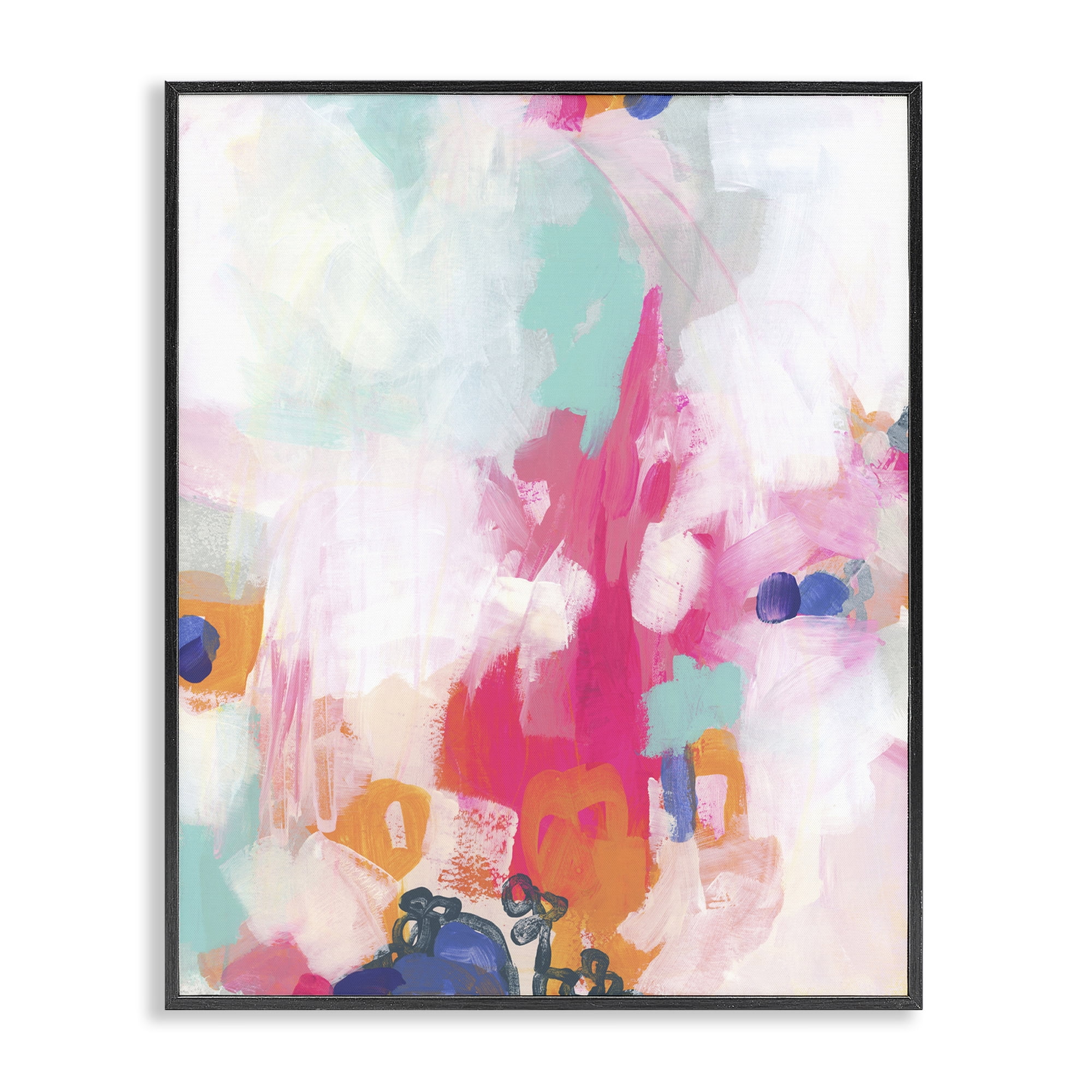 Stupell Industries Pink & Pastel Abstract Abstract Painting Black Framed Art Print Wall Art, 24 x 30