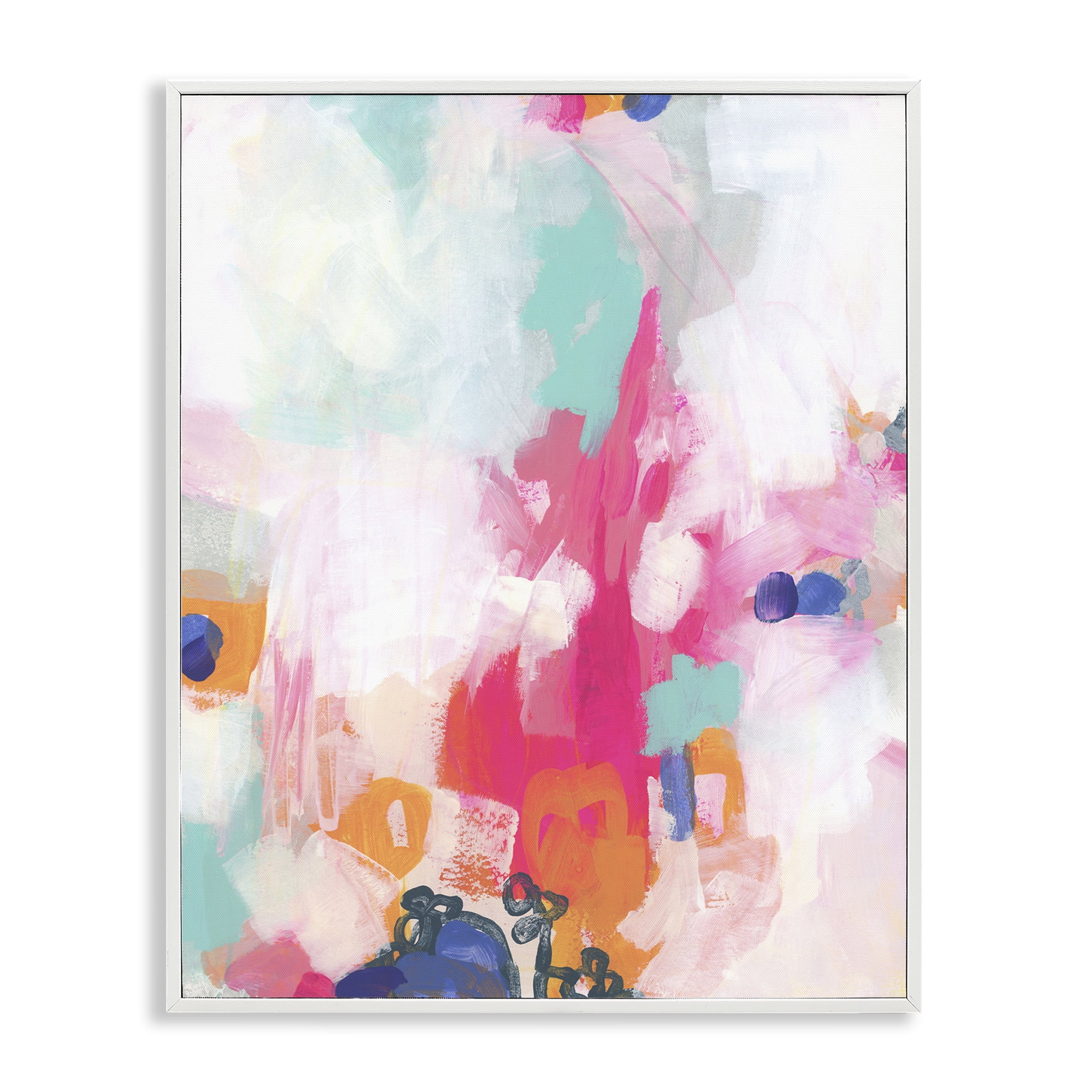 Stupell Industries Pink & Pastel Abstract Abstract Painting White Framed Art Print Wall Art, 16 x 20