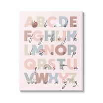 Stupell Industries Pink Pastel Alphabet Chart Botanical & Floral Painting Gallery Wrapped Canvas Art Print Wall Art, 16 x 20