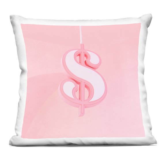 Stupell Industries - Pink Pastel Dollar Sign Throw Pillow 18" x 18" by LISH Creative