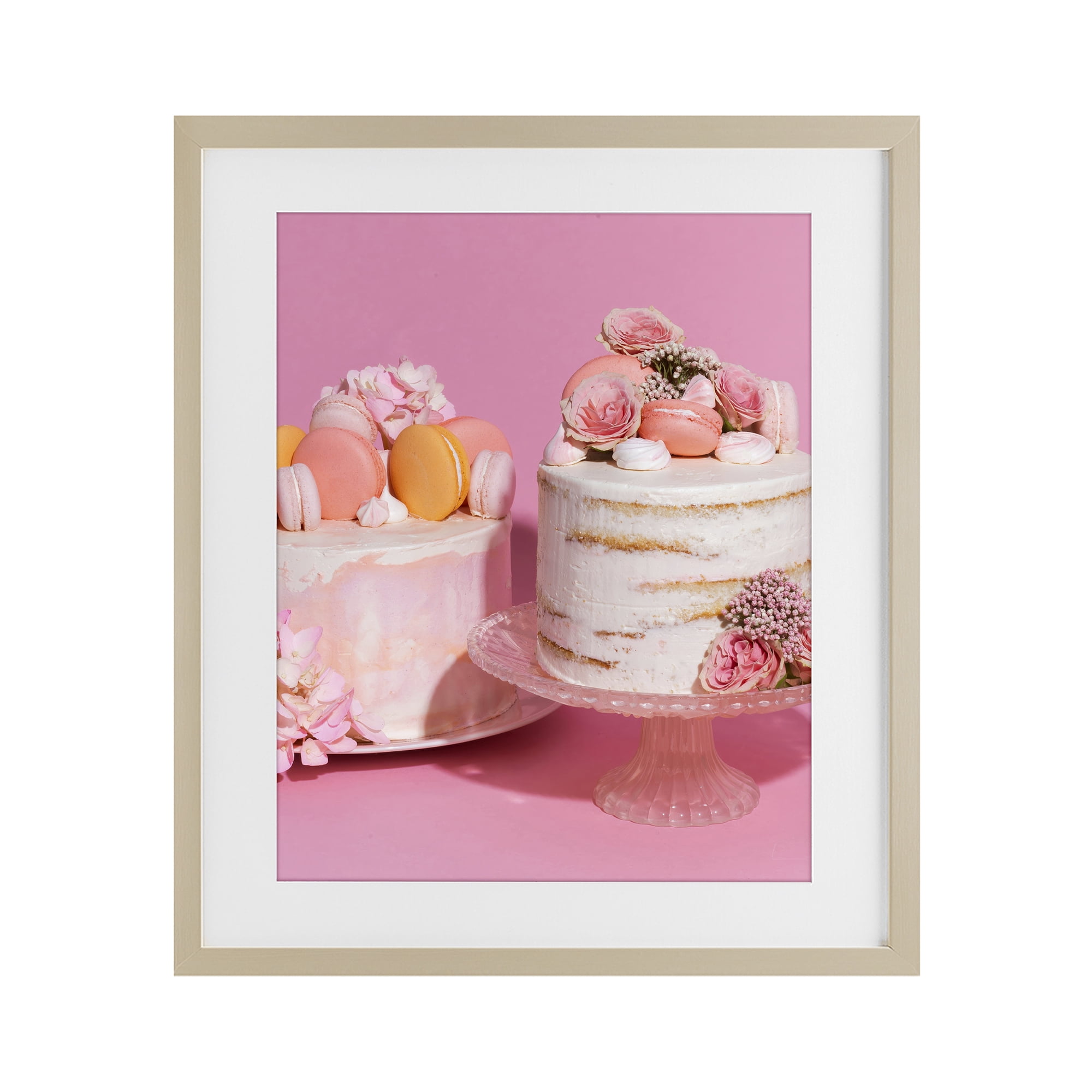 Stupell Industries Pink Pastel Macaroon Cakes Birch Framed Print Under Glass, design by LISH Creative