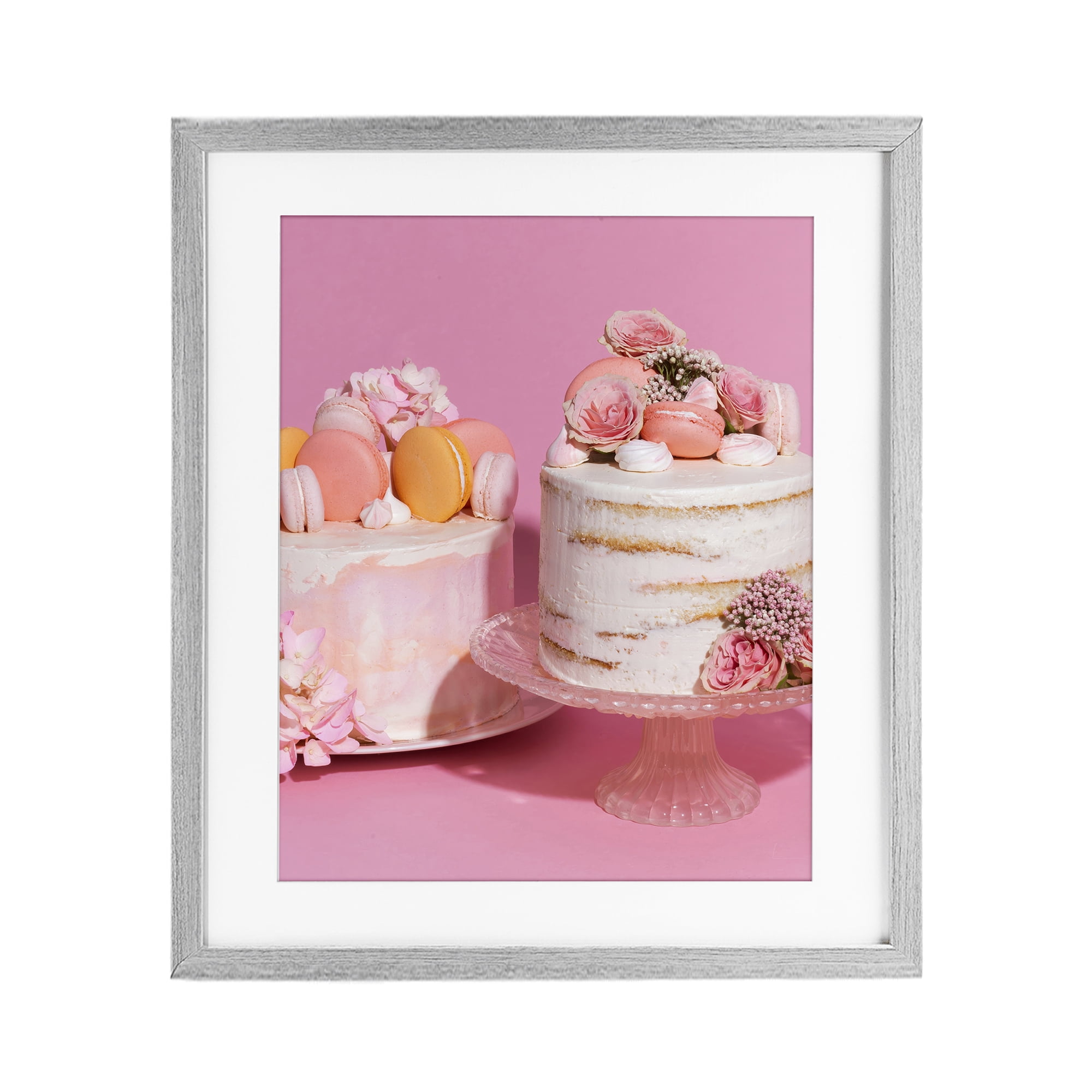 Stupell Industries Pink Pastel Macaroon Cakes Gray Framed Print Under Glass, design by LISH Creative