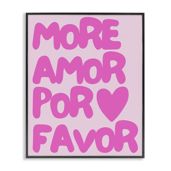 Stupell Industries Pink Pastel More Amor Text & Numbers Painting Black Framed Art Print Wall Art, 11 x 14