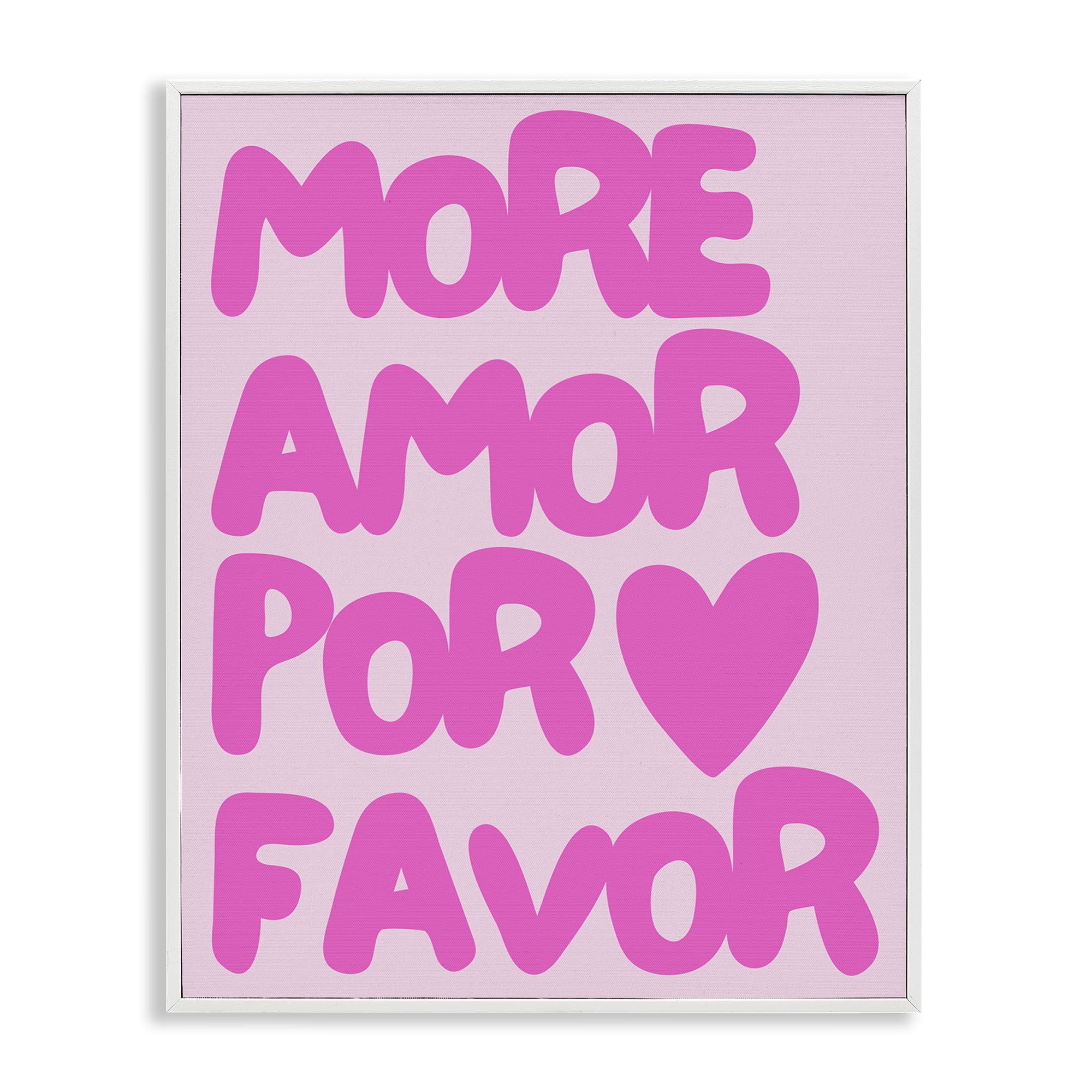 Stupell Industries Pink Pastel More Amor Text & Numbers Painting White Framed Art Print Wall Art, 11 x 14
