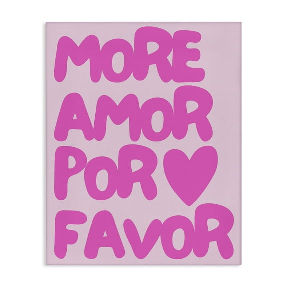 Stupell Industries Pink Pastel More Amor Text & Numbers Painting Wrapped Canvas Art Print Wall Art, 16 x 20