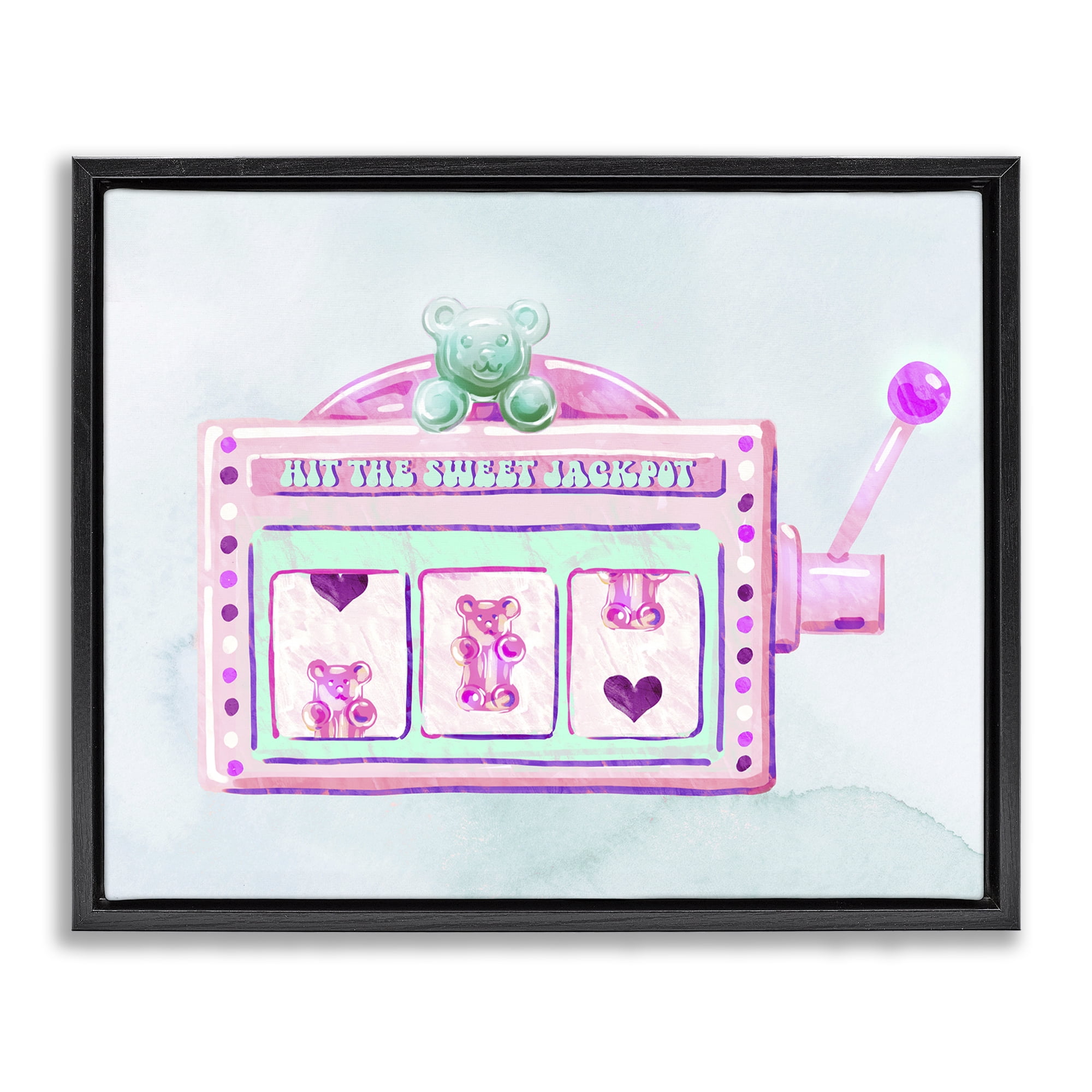 Stupell Industries Pink Pastel Slots Novelty & Humor Painting Black Floater Framed Canvas Art Print Wall Art, 31 x 25