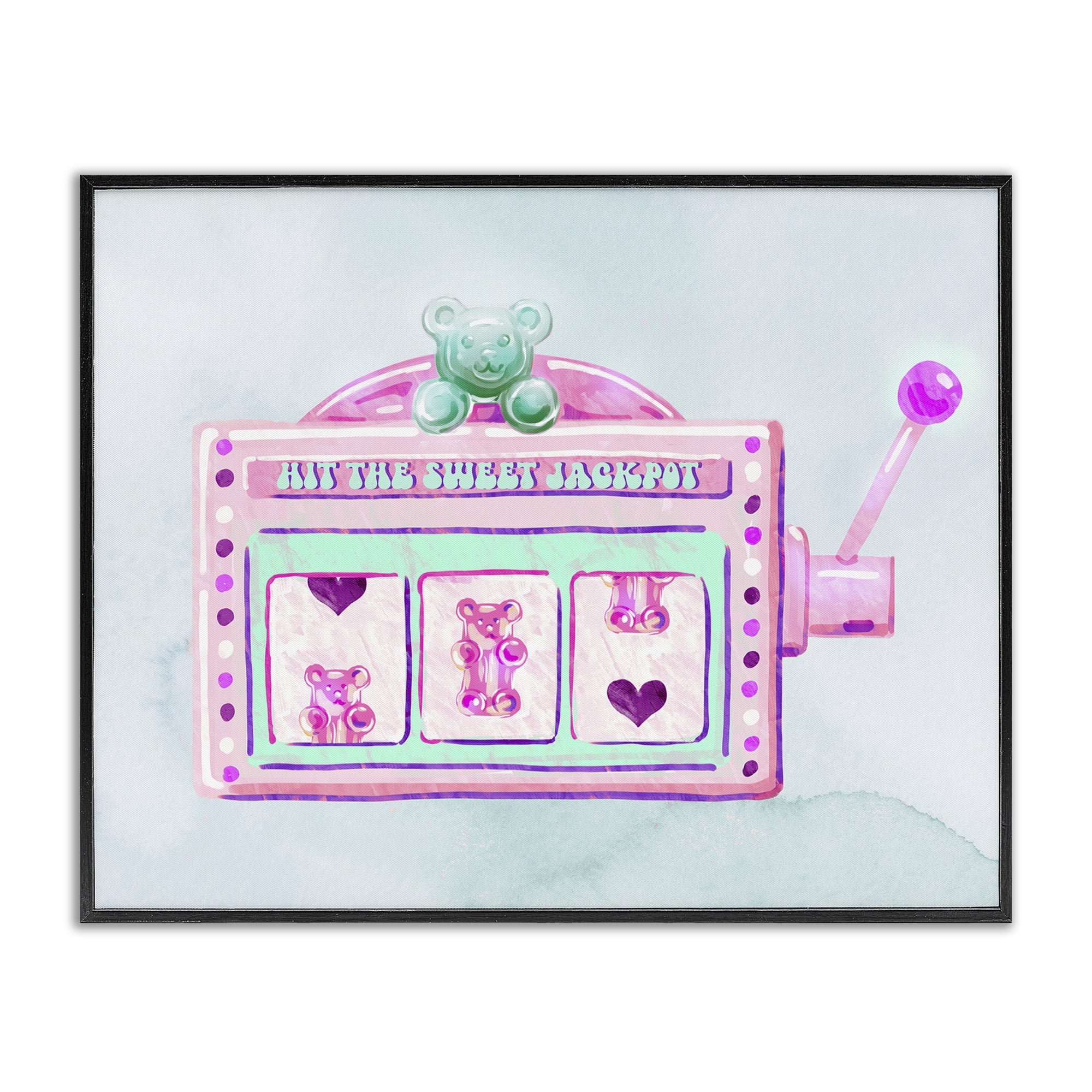 Stupell Industries Pink Pastel Slots Novelty & Humor Painting Black Framed Art Print Wall Art, 14 x 11