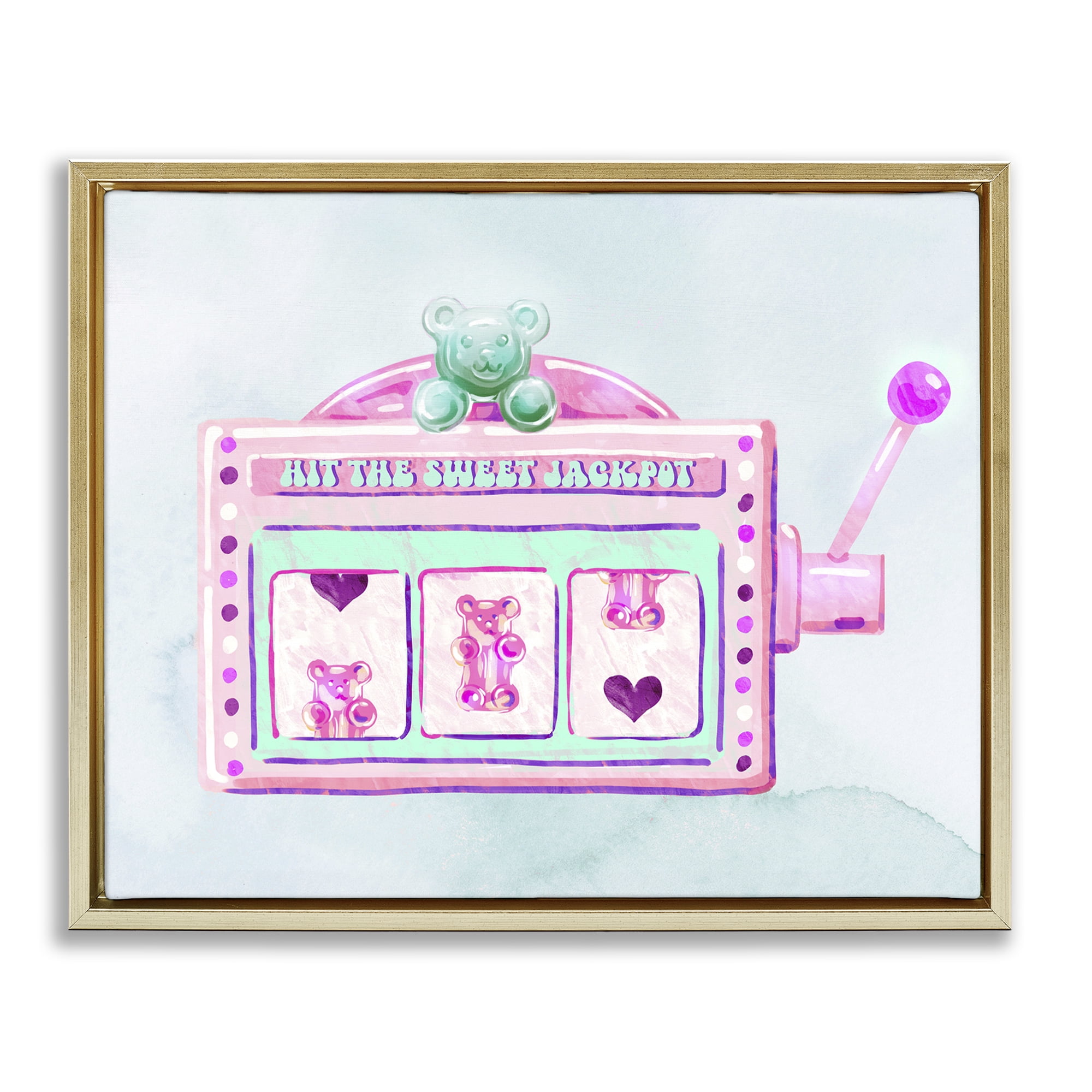 Stupell Industries Pink Pastel Slots Novelty & Humor Painting Gold Floater Framed Canvas Art Print Wall Art, 31 x 25