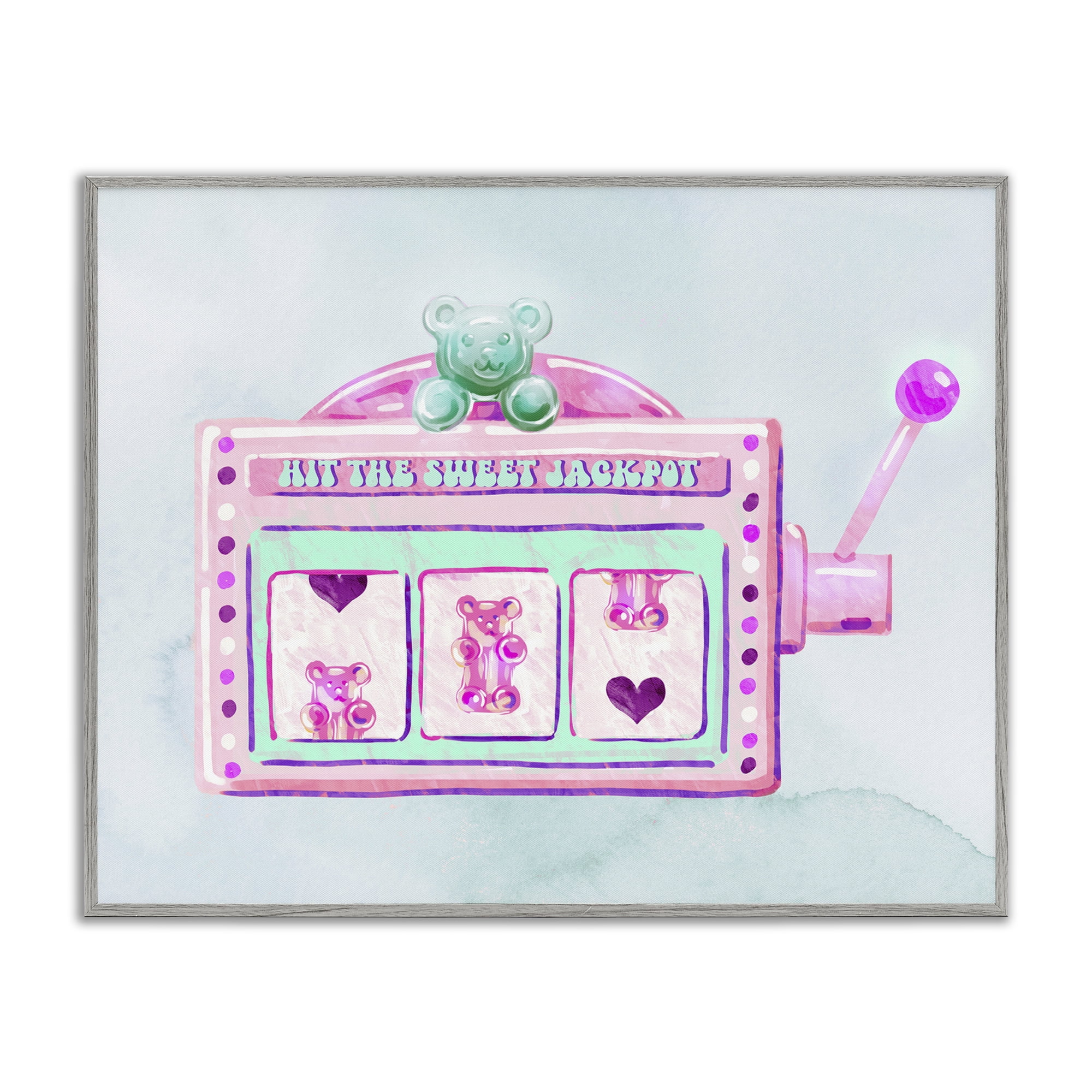 Stupell Industries Pink Pastel Slots Novelty & Humor Painting Gray Framed Art Print Wall Art, 14 x 11