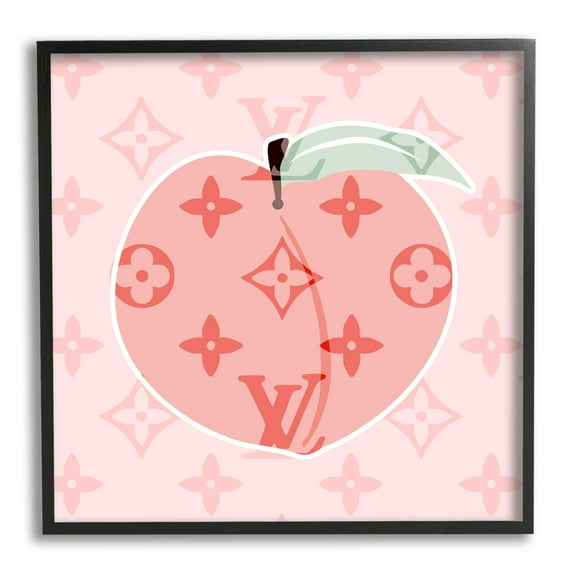 Stupell Industries Pink Patterned Peach Food & Beverage Painting Black Framed Art Print Wall Art, 12 x 12