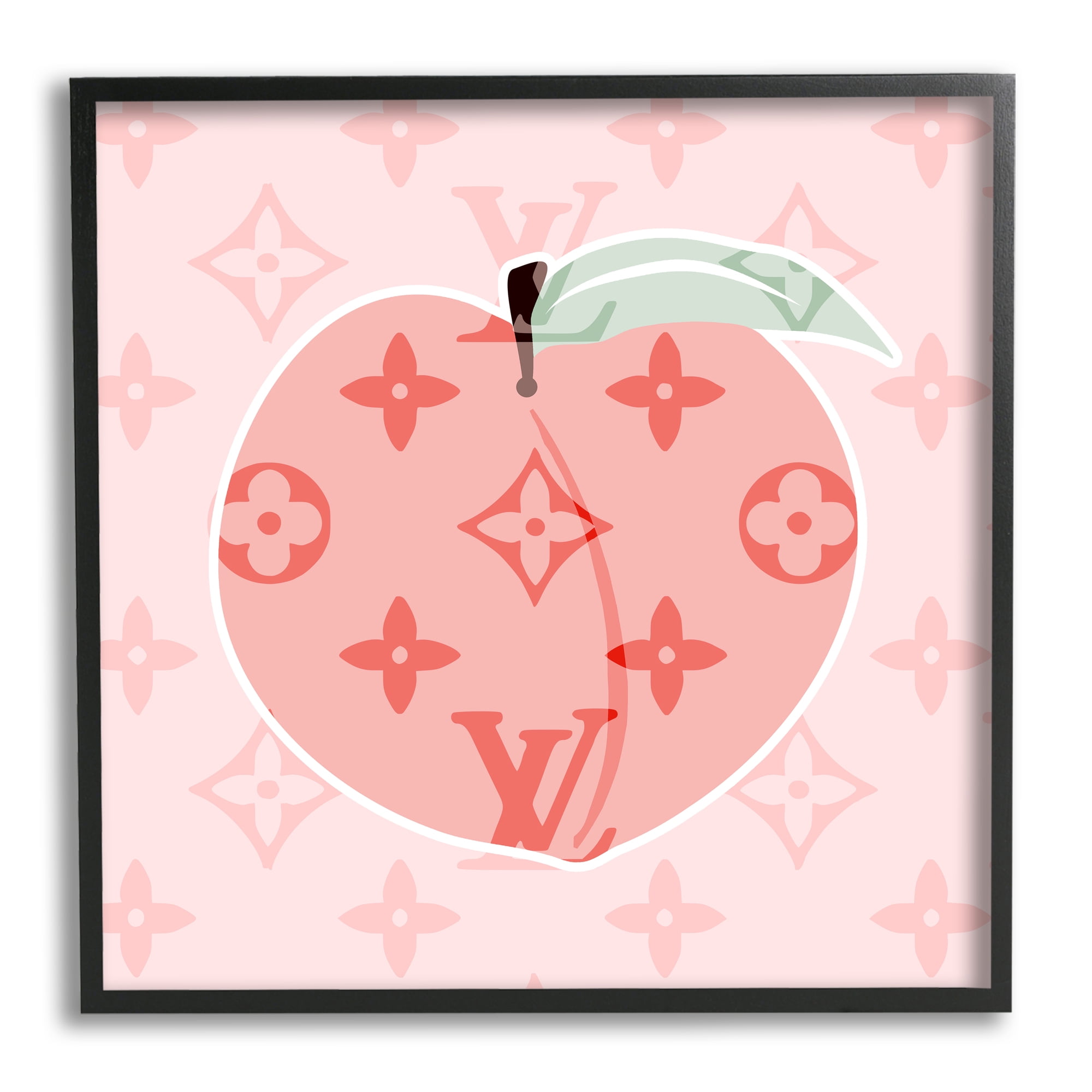 Stupell Industries Pink Patterned Peach Food & Beverage Painting Black Framed Art Print Wall Art, 17 x 17