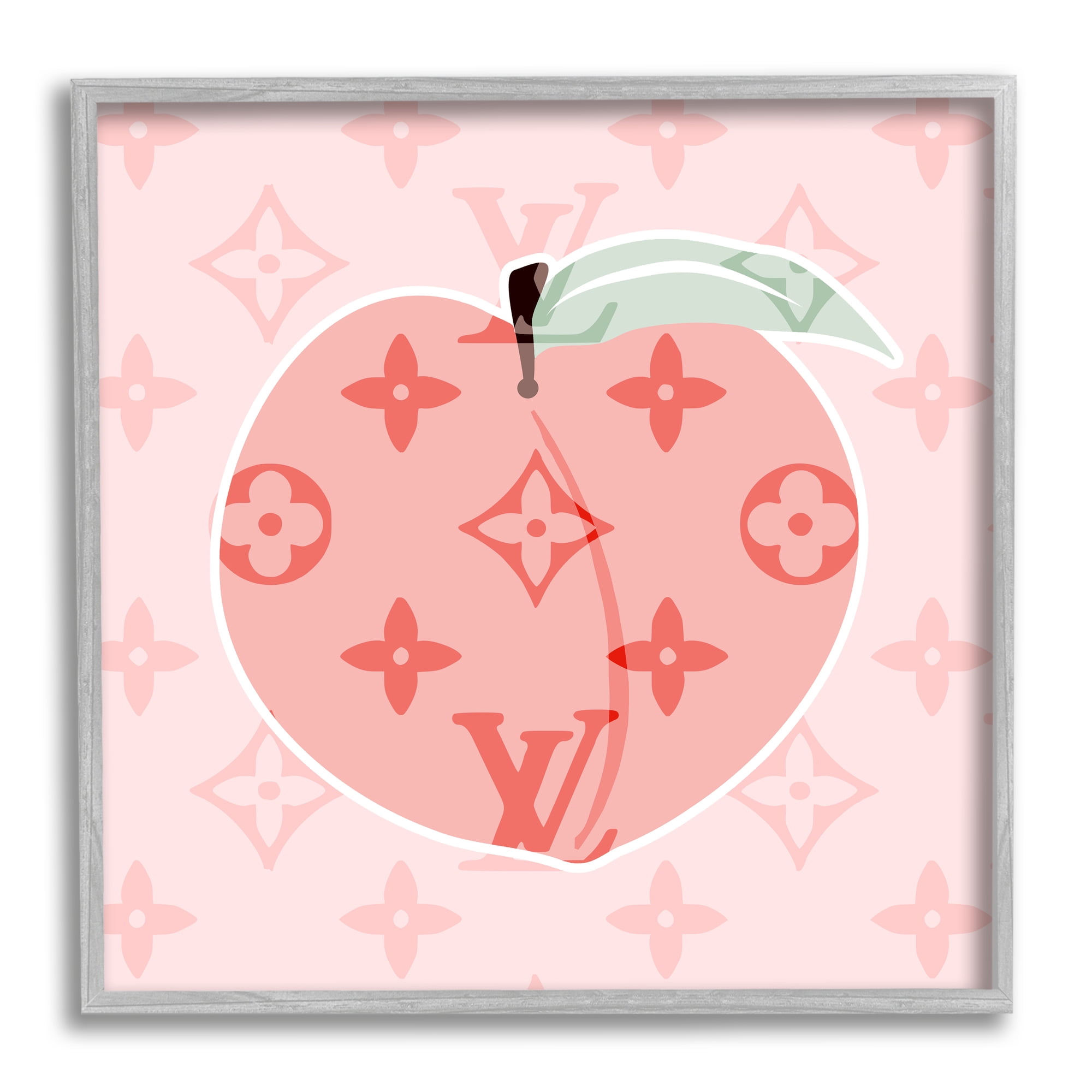 Stupell Industries Pink Patterned Peach Food & Beverage Painting Gray Framed Art Print Wall Art, 17 x 17