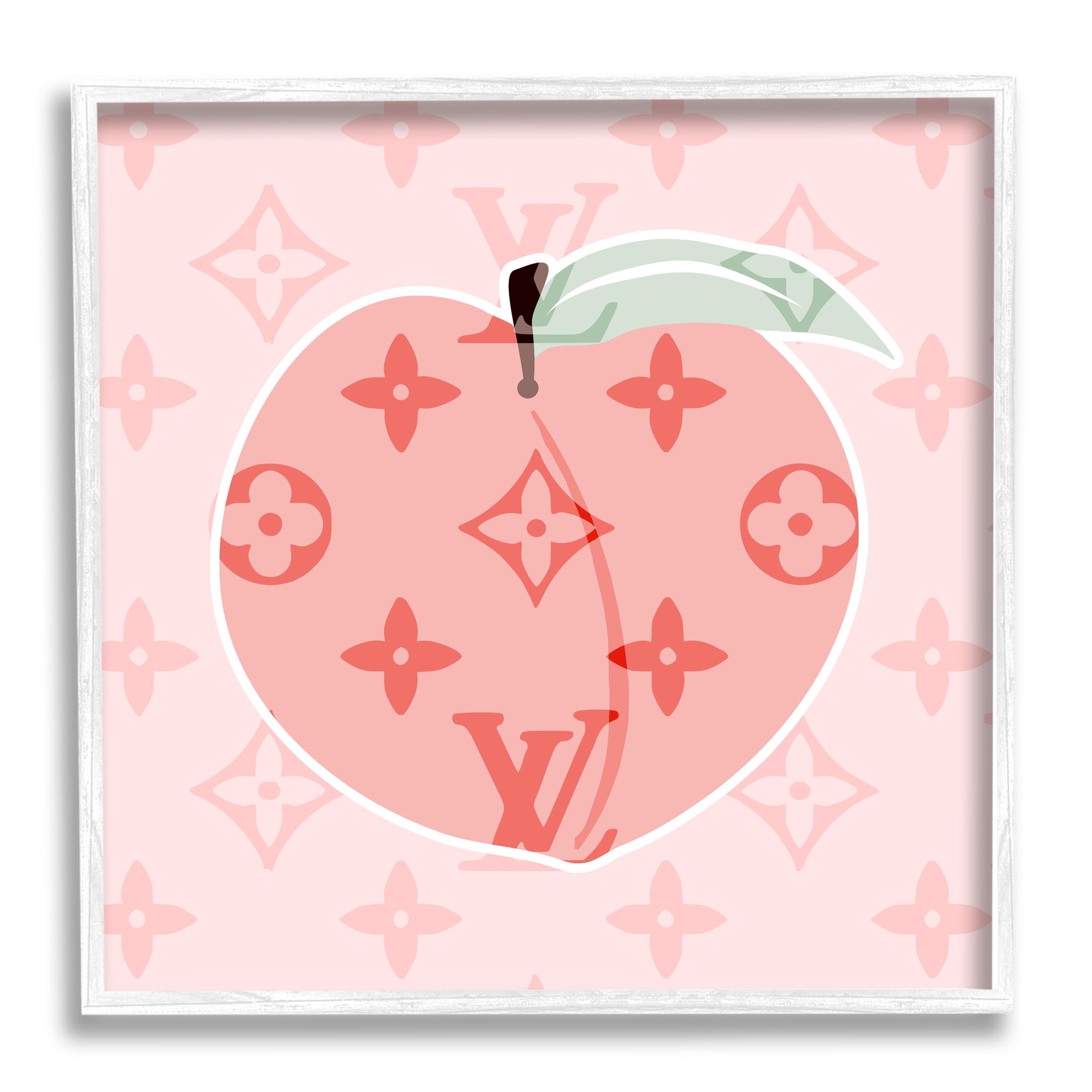 Stupell Industries Pink Patterned Peach Food & Beverage Painting White Framed Art Print Wall Art, 17 x 17