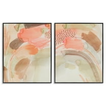 Stupell Industries Pink Peach Abstract Watercolor Abstract Painting Black Framed Art Print Wall Art, 11 x 14, Set of 2
