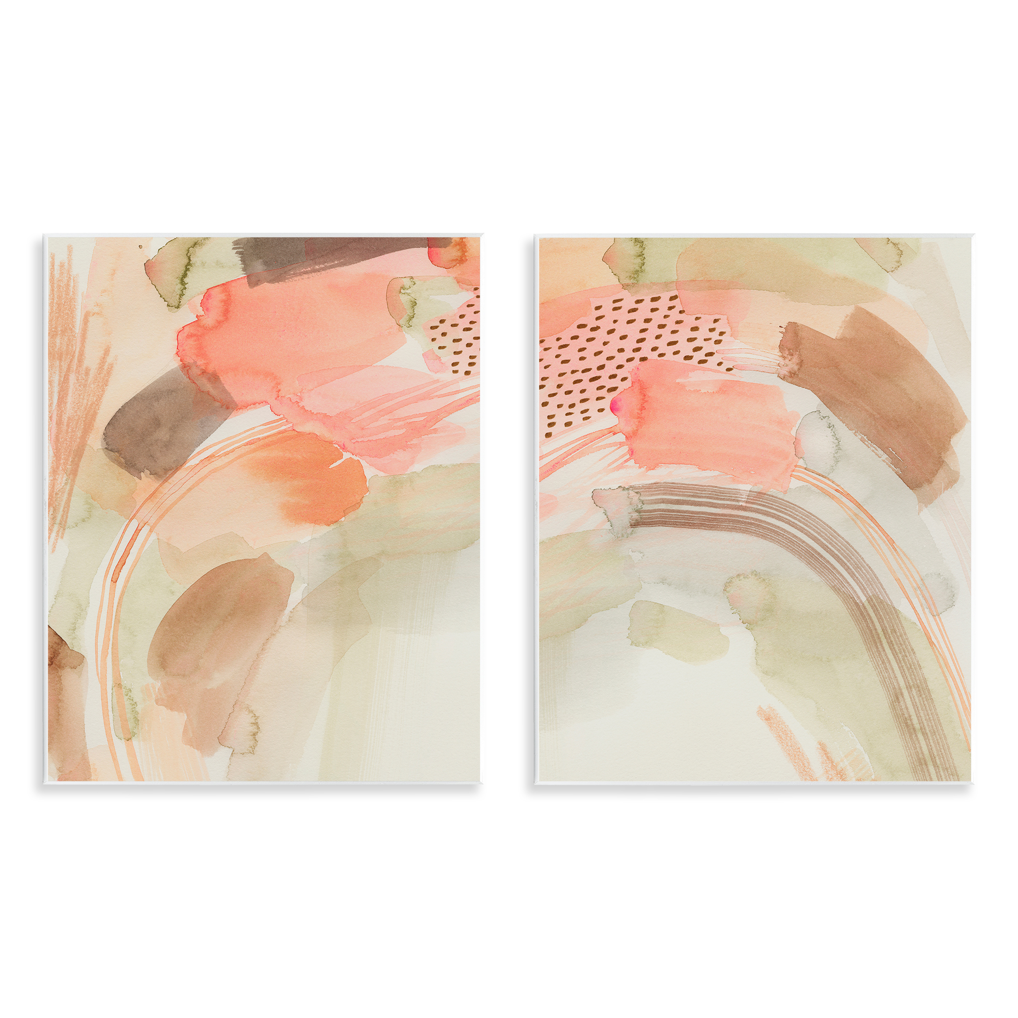 Stupell Industries Pink Peach Abstract Watercolor Abstract Painting Unframed Art Print Wall Art, 11 x 14, Set of 2