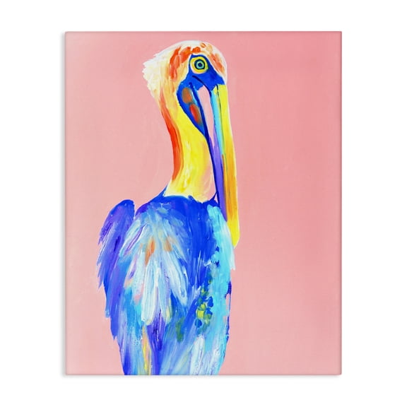 Stupell Industries Pink Pelican Expression Canvas Wall Art design by Jennifer Seeley, 40 x 30