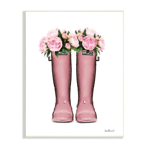 Stupell Industries Pink Peonies Bouquet Fashion Rainboots Chic Glam Florals, 13 x 19, Design by Amanda Greenwood