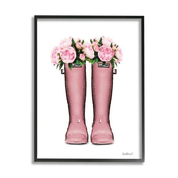 Stupell Industries Pink Peonies Bouquet Fashion Rainboots Chic Glam Florals, 16 x 20, Design by Amanda Greenwood
