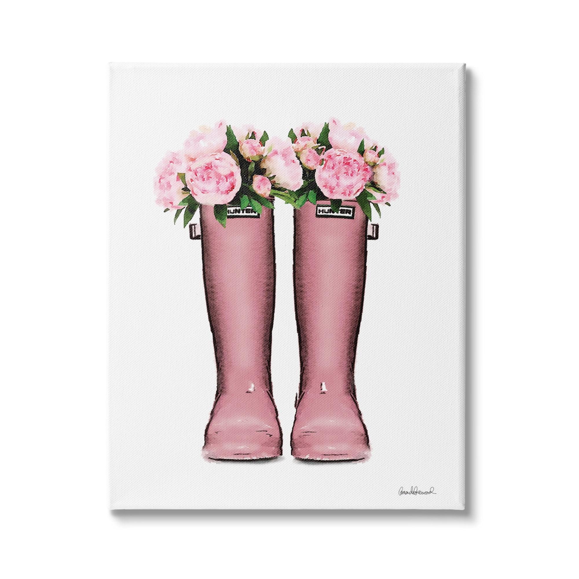 Stupell Industries Pink Peonies Bouquet Fashion Rainboots Chic Glam Florals, 16 x 20, Design by Amanda Greenwood