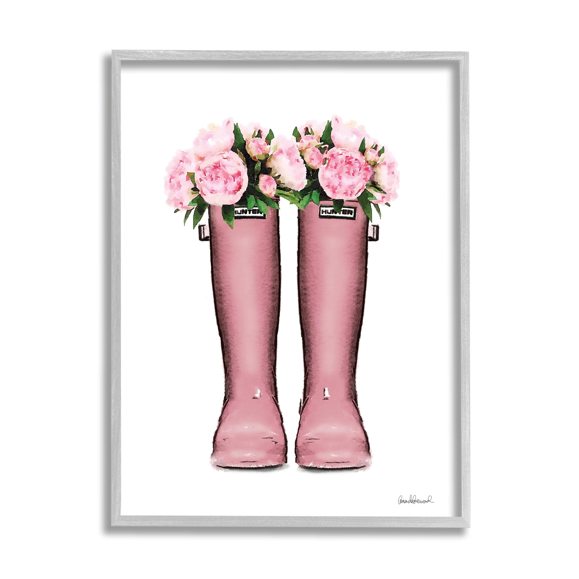 Stupell Industries Pink Peonies Bouquet Fashion Rainboots Chic Glam Florals, 24 x 30, Design by Amanda Greenwood