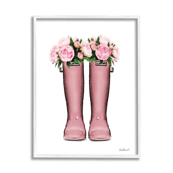 Stupell Industries Pink Peonies Bouquet Fashion Rainboots Chic Glam Florals, 24 x 30, Design by Amanda Greenwood