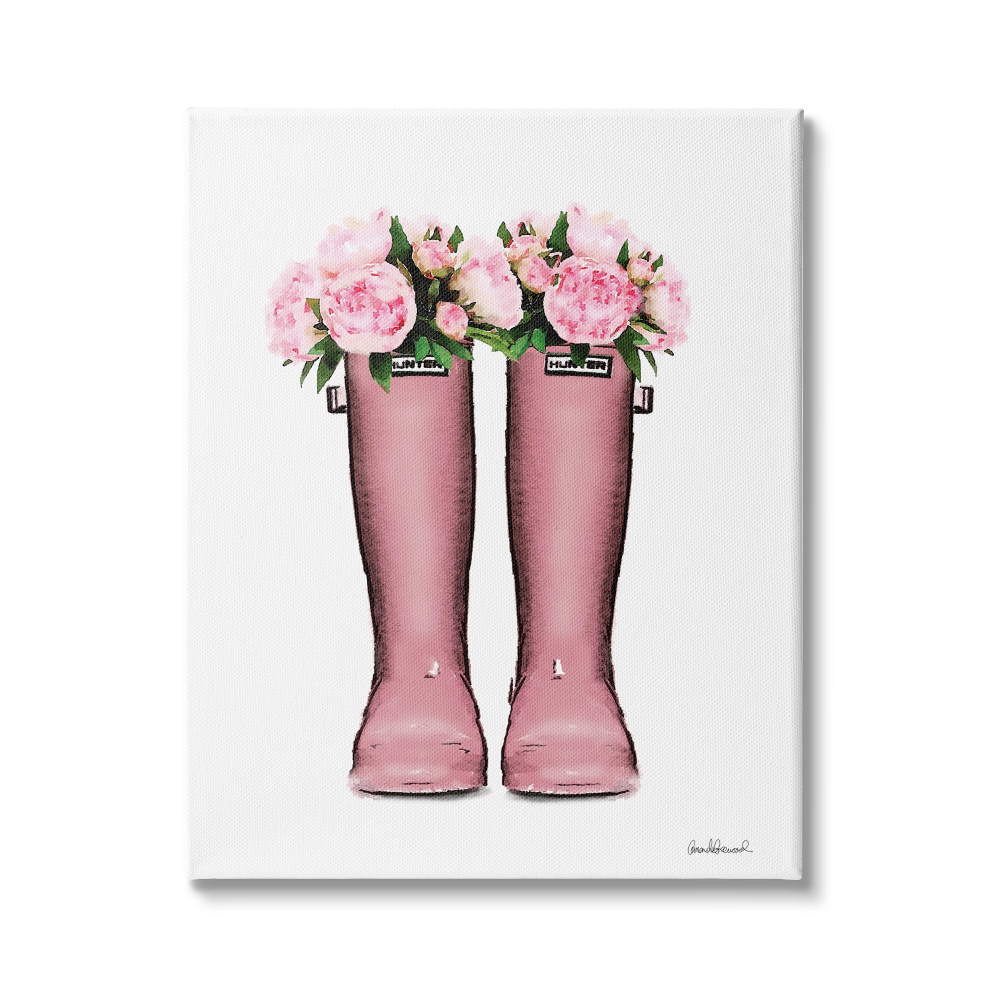 Stupell Industries Pink Peonies Bouquet Fashion Rainboots Chic Glam Florals, 30 x 40, Design by Amanda Greenwood