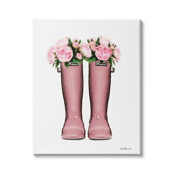 Stupell Industries Pink Peonies Bouquet Fashion Rainboots Chic Glam Florals, 30 x 40, Design by Amanda Greenwood