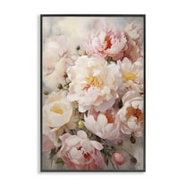 Stupell Industries Pink Peonies Collage Botanical & Floral Painting Black Framed Art Print Wall Art, 12 x 18