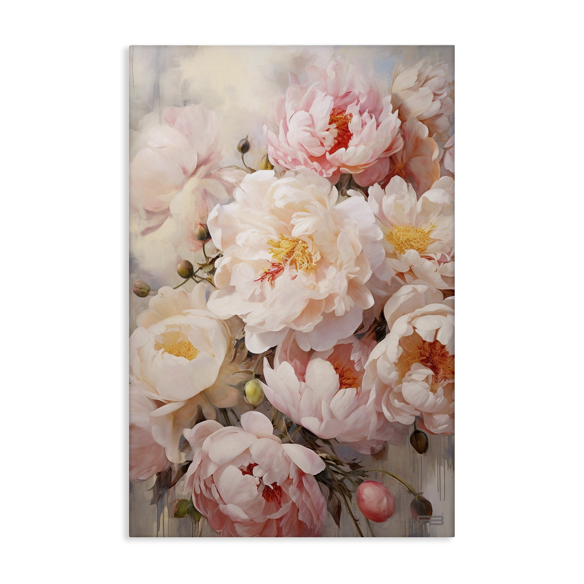 Stupell Industries Pink Peonies Collage Botanical & Floral Painting Gallery Wrapped Canvas Art Print Wall Art, 20 x 30