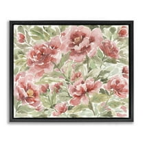 Stupell Industries Pink Peonies Pattern Botanical & Floral Painting Black Floater Framed Art Print Wall Art, 21 x 17