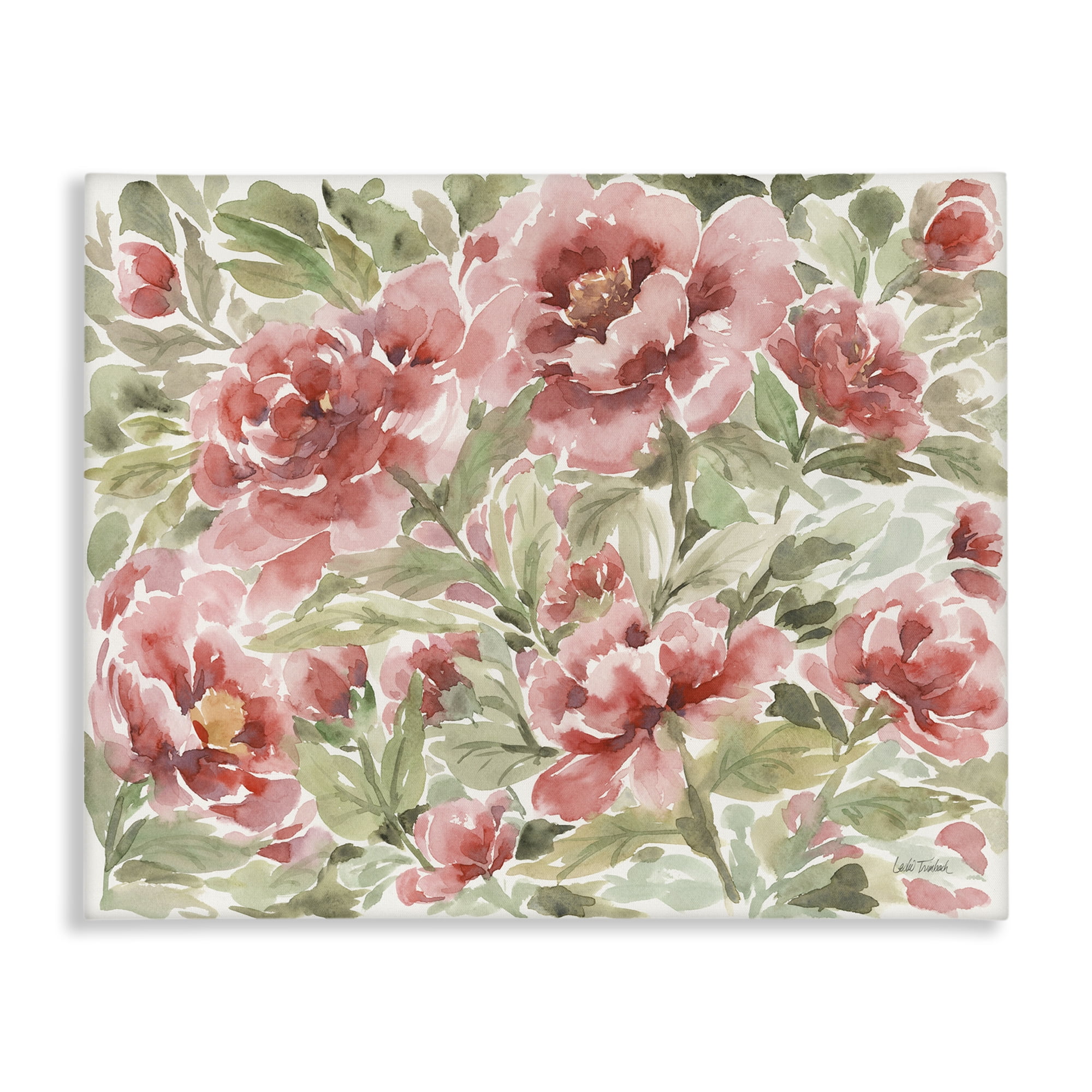 Stupell Industries Pink Peonies Pattern Botanical & Floral Painting Gallery Wrapped Canvas Art Print Wall Art, 48 x 36