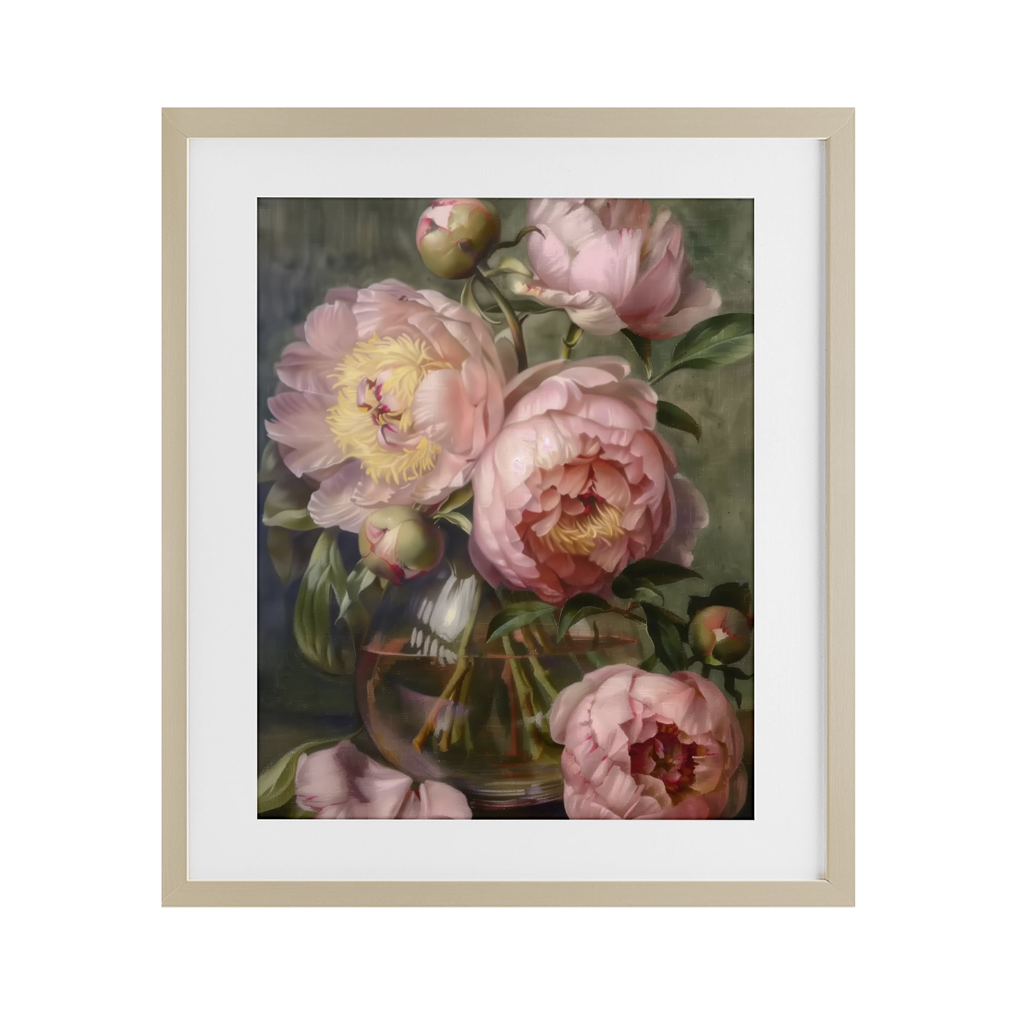 Stupell Industries Pink Peonies in Glass Vase Birch Framed Print Under Glass, design by LSR Design Studio