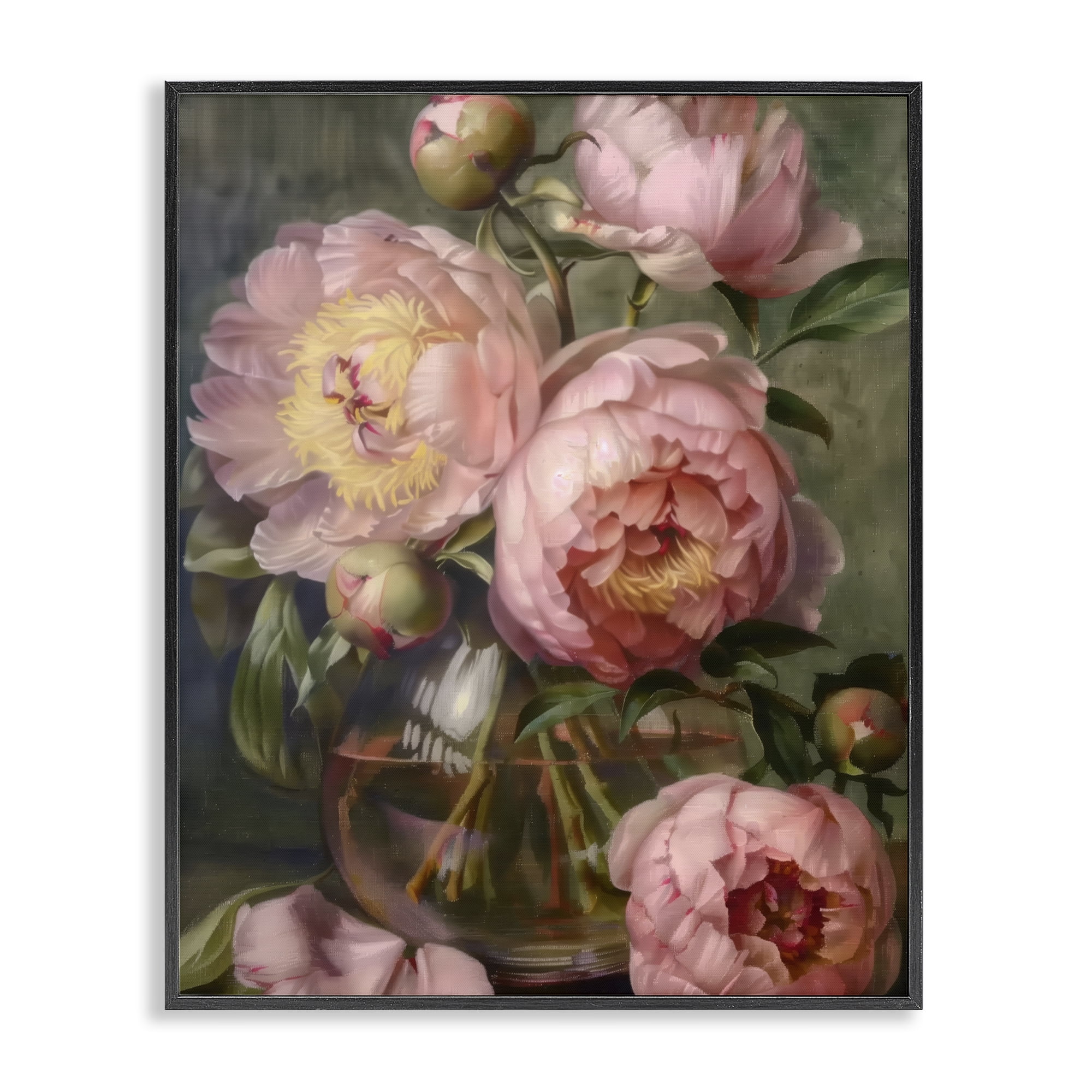 Stupell Industries Pink Peonies in Glass Vase Black Framed Giclee Art, design by LSR Design Studio